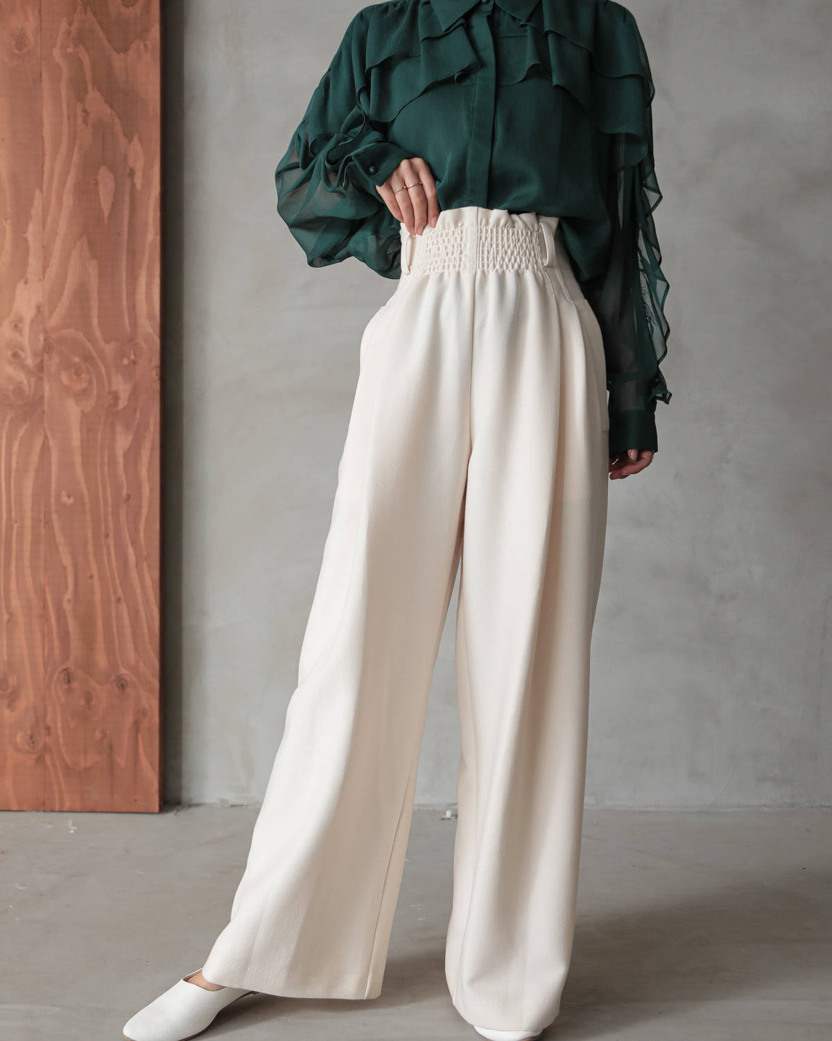 front waist ruched pants