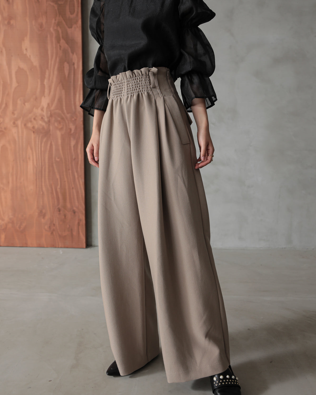 front waist ruched pants