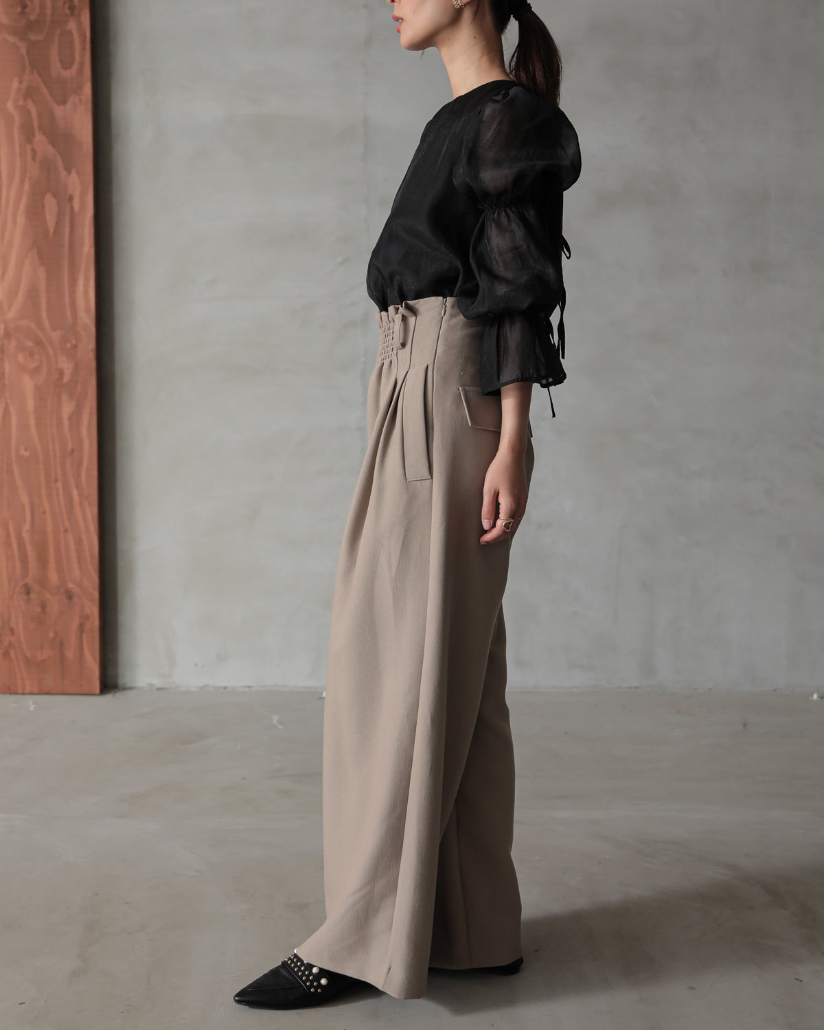 front waist ruched pants