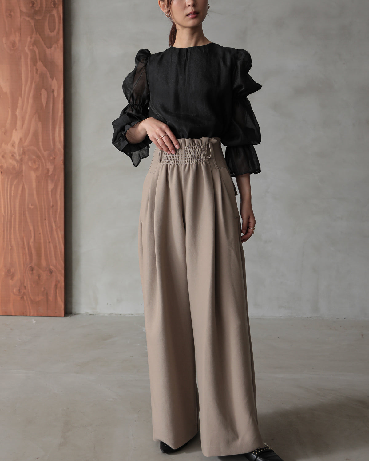 front waist ruched pants