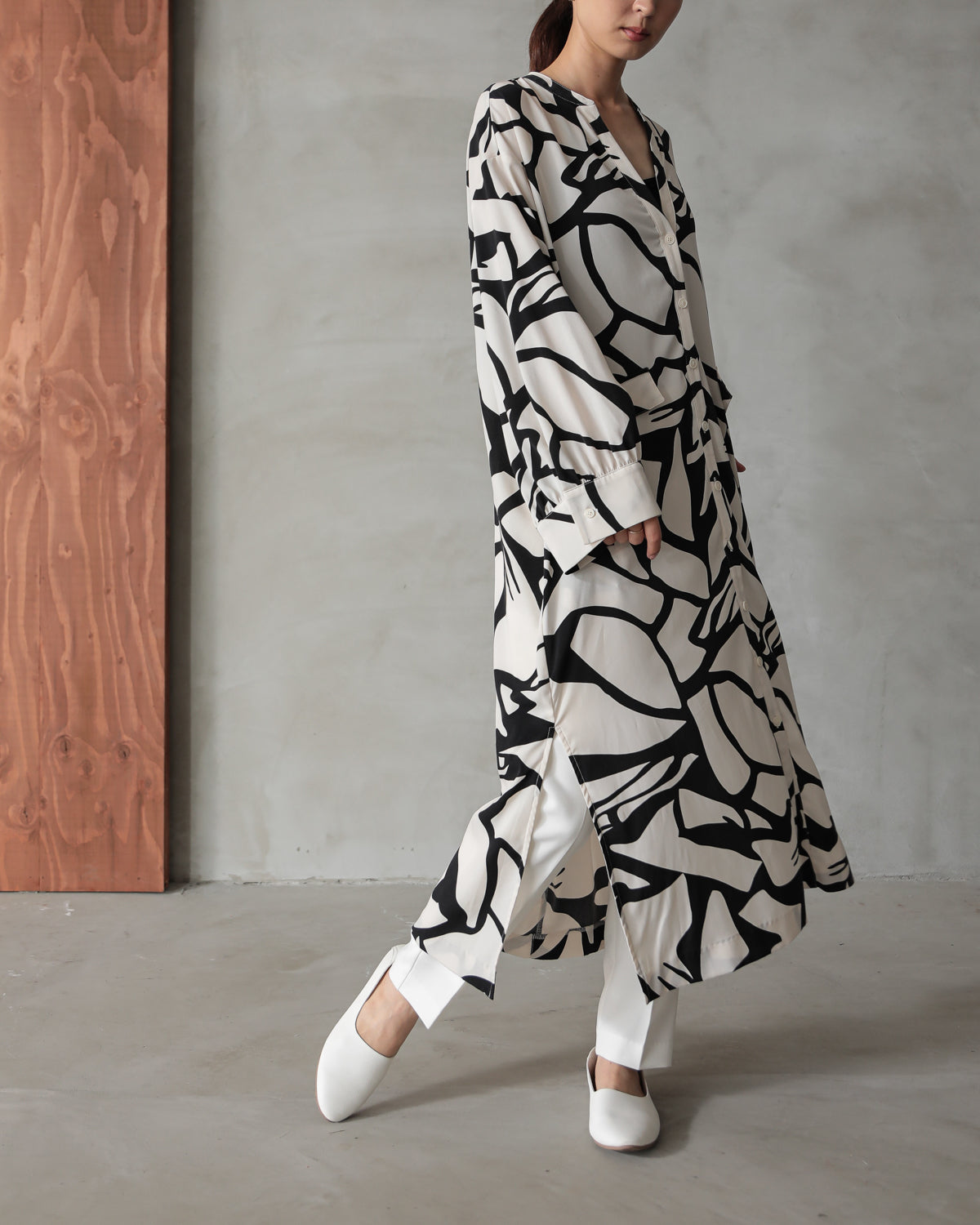 printed long blouse