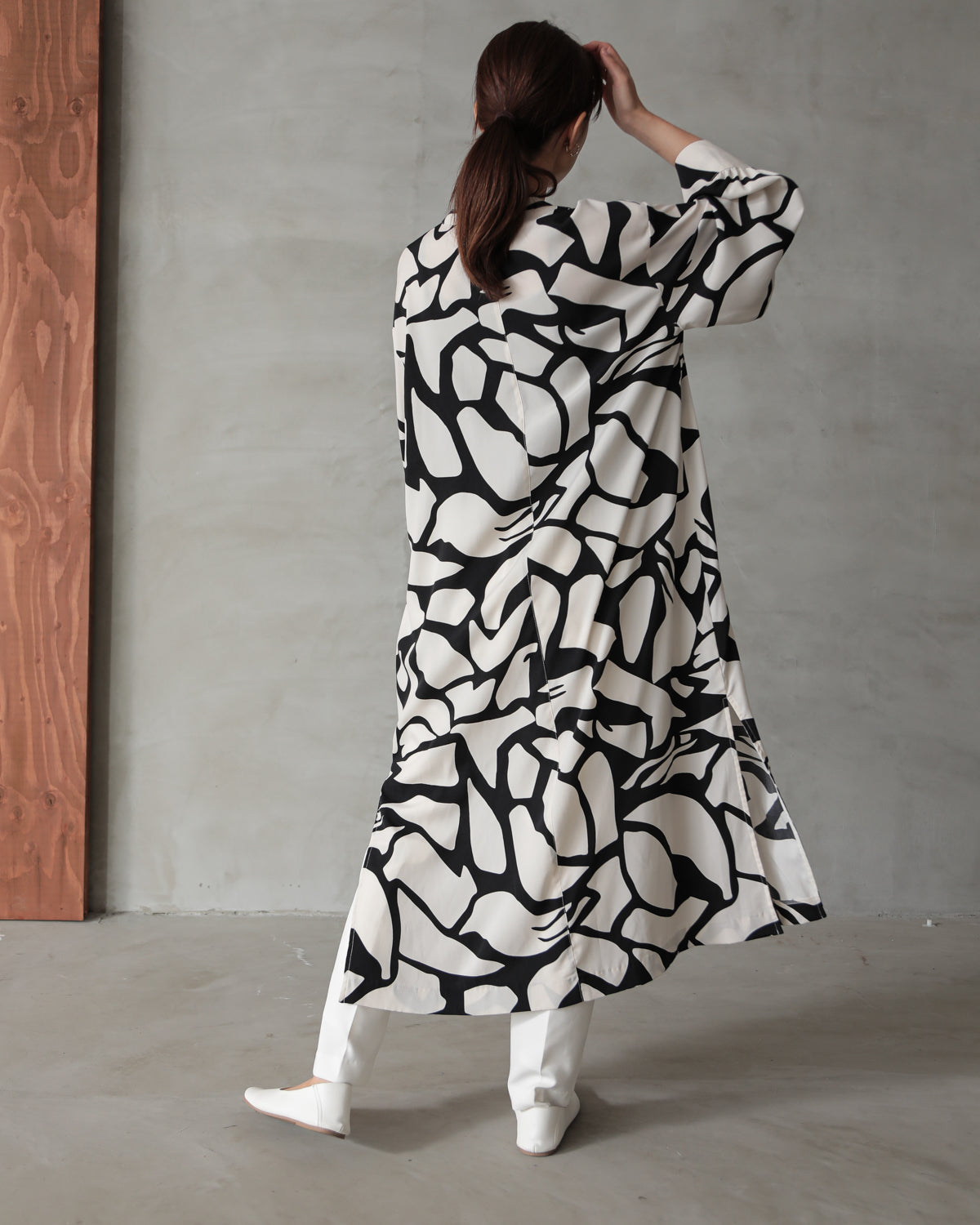 printed long blouse