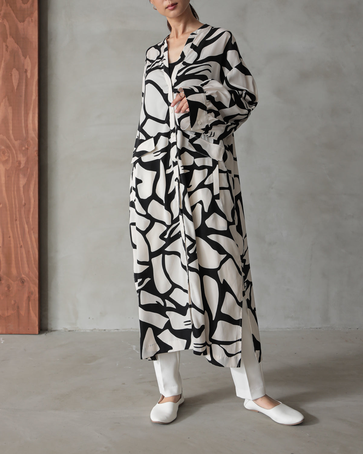 printed long blouse