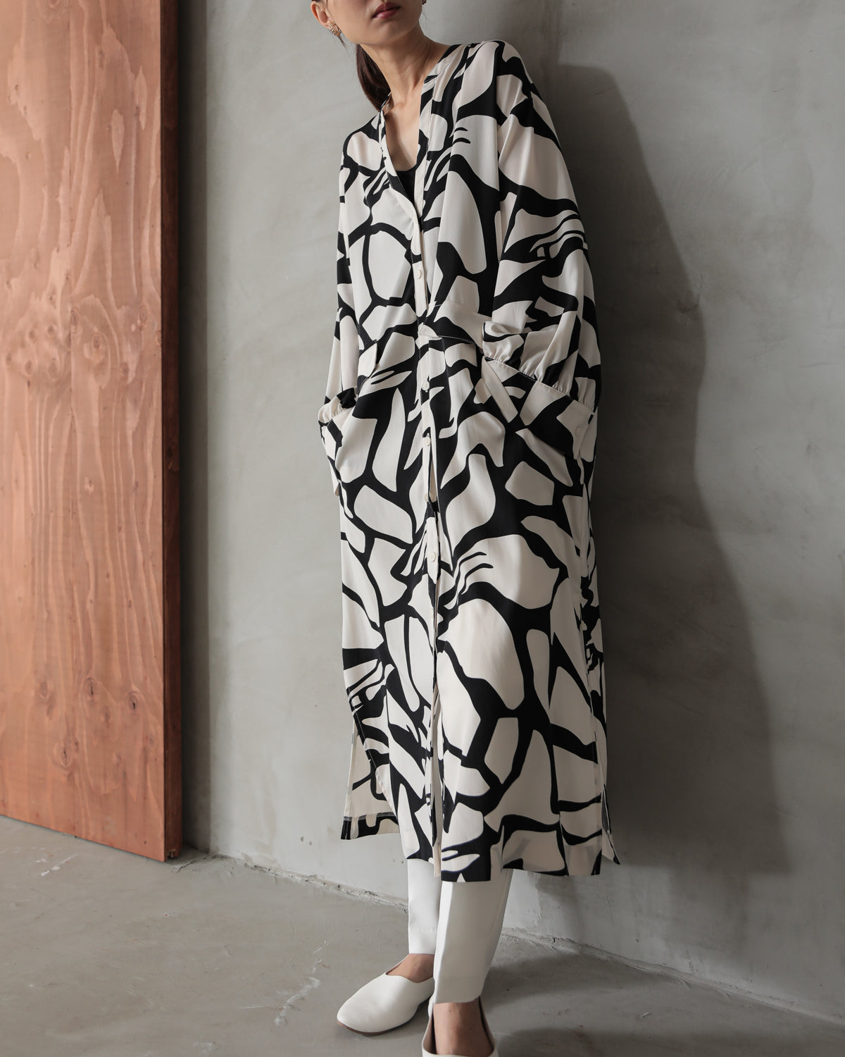 printed long blouse