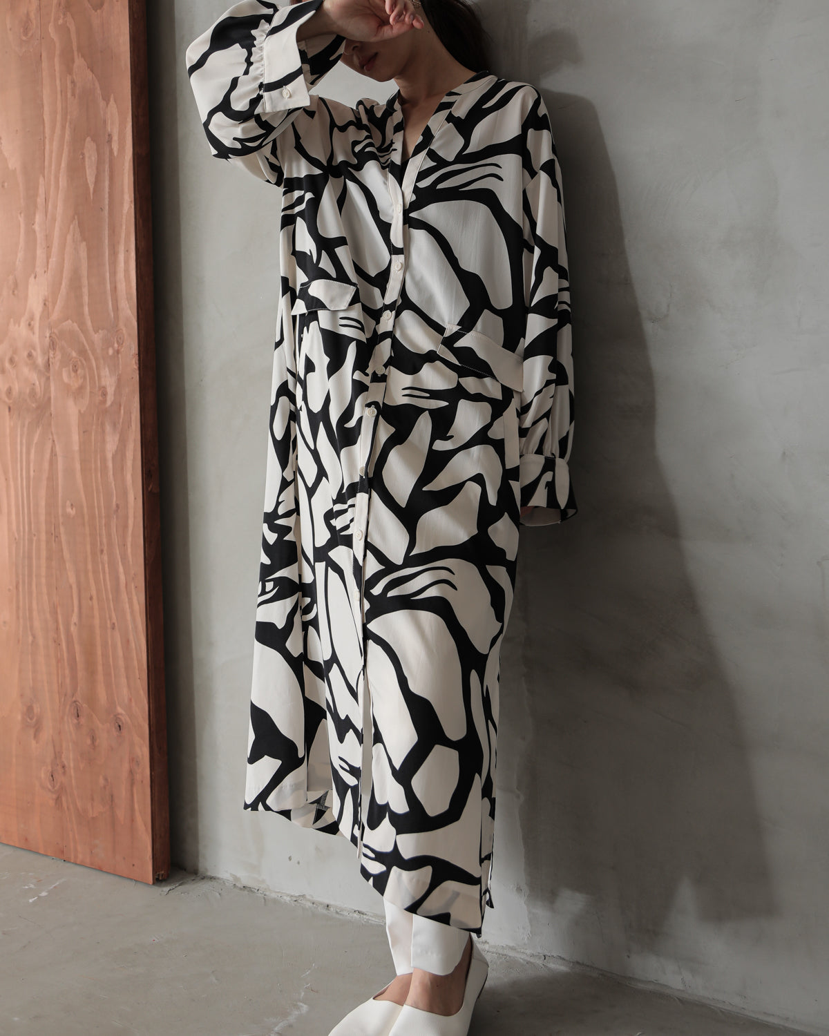 printed long blouse