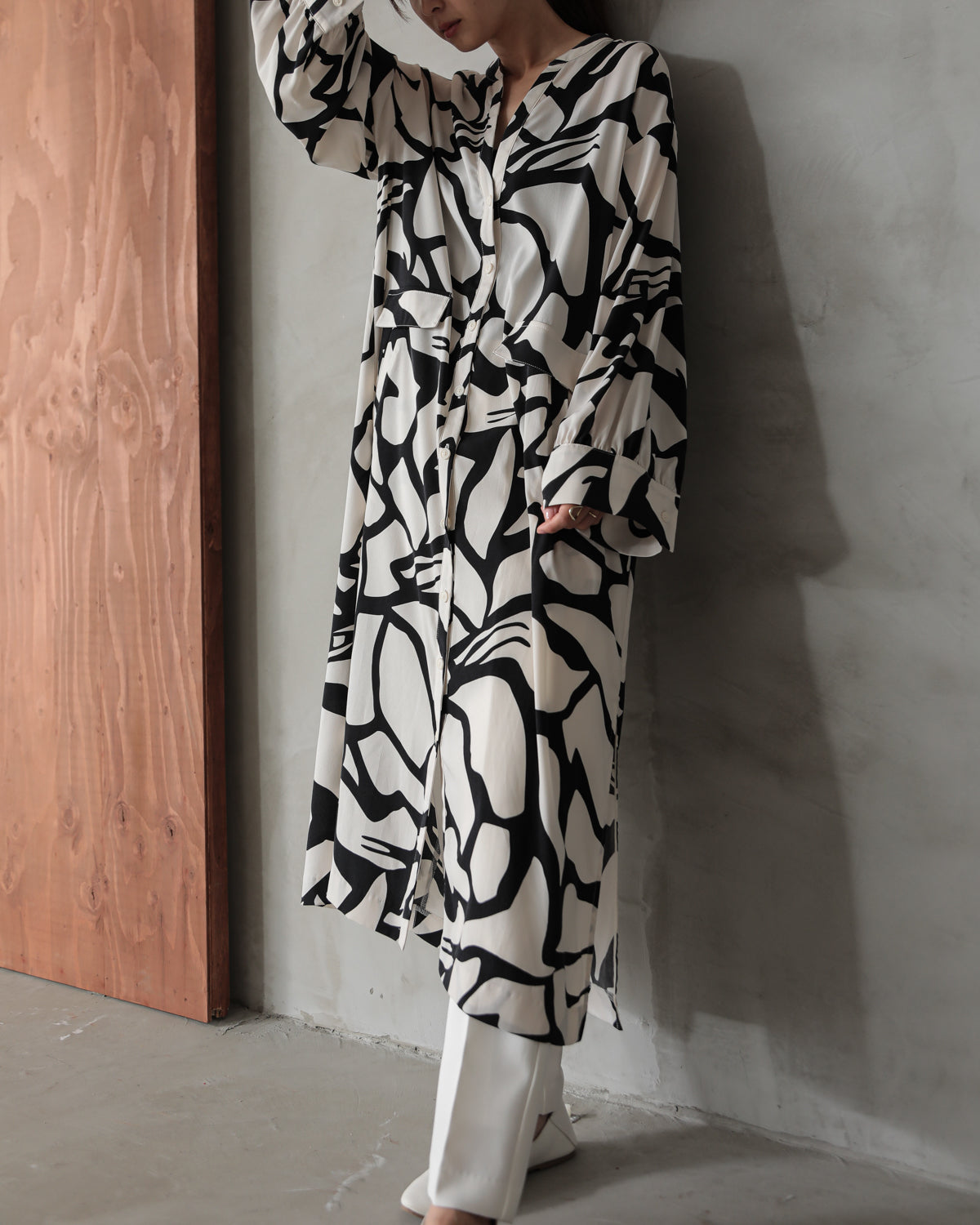 printed long blouse