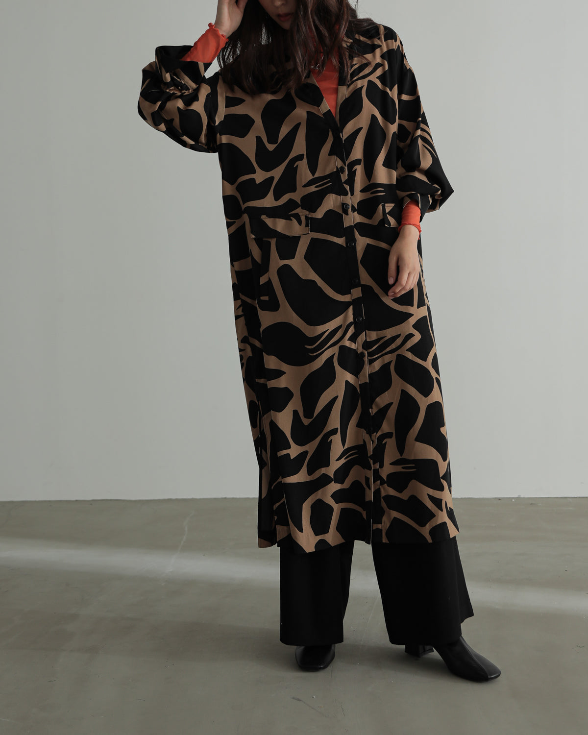 printed long blouse