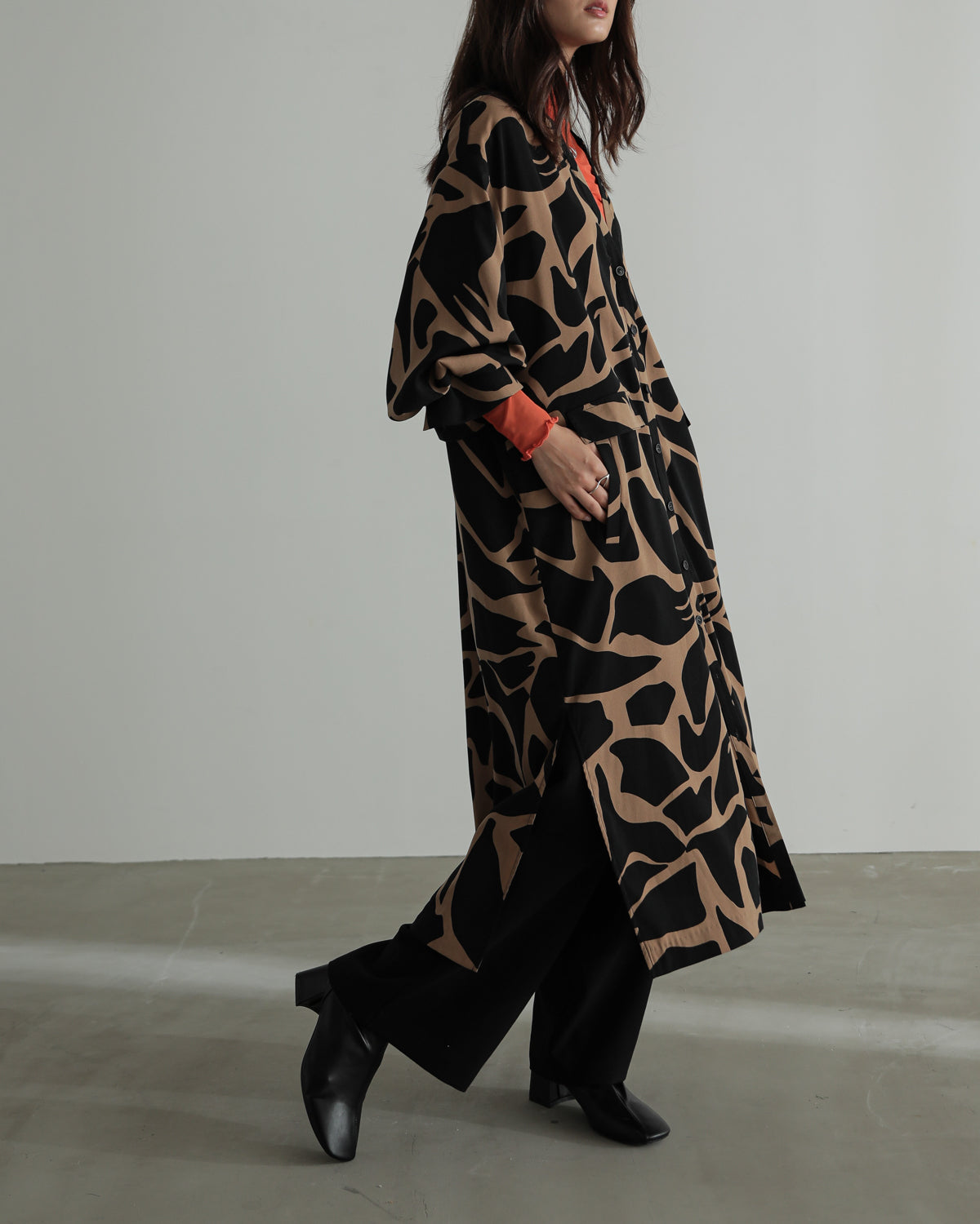 printed long blouse