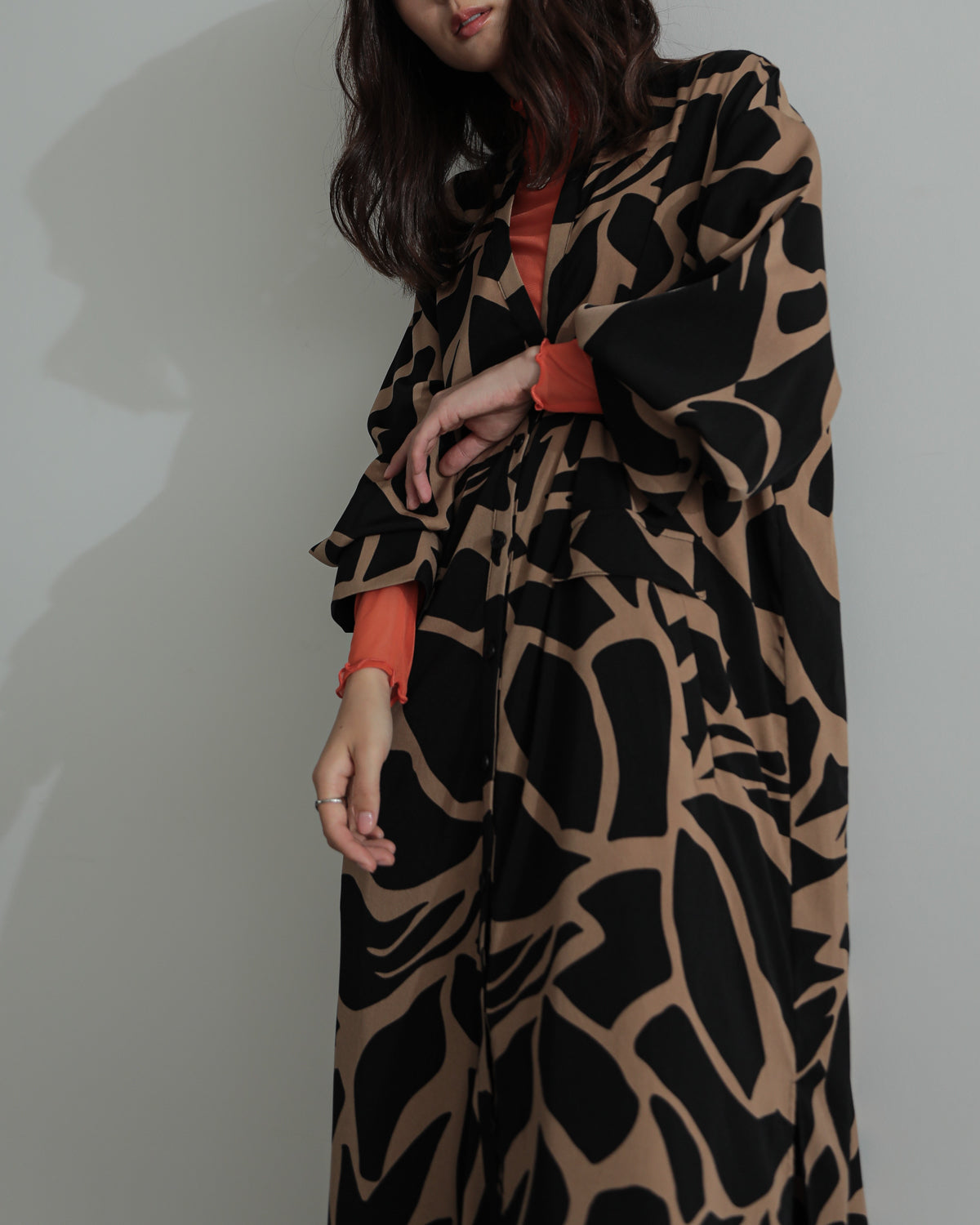 printed long blouse