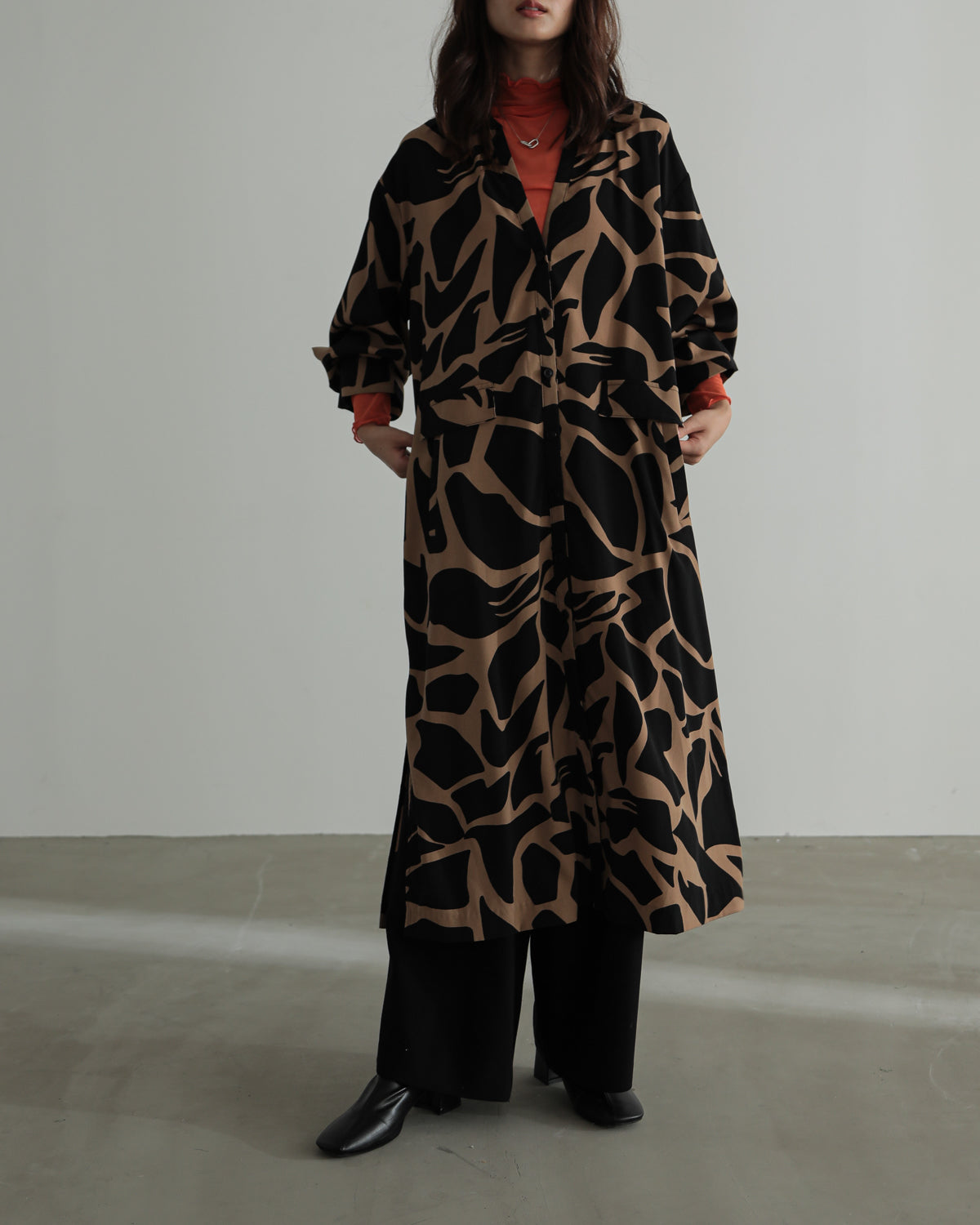 printed long blouse