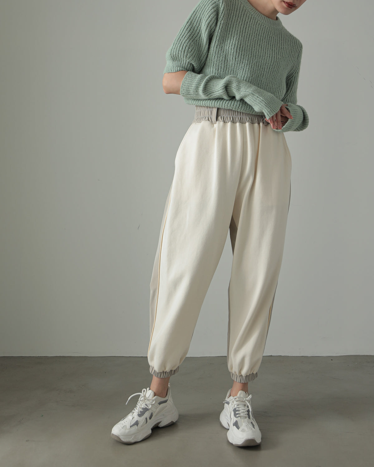fleece fleece x synthetic leather jogger pants