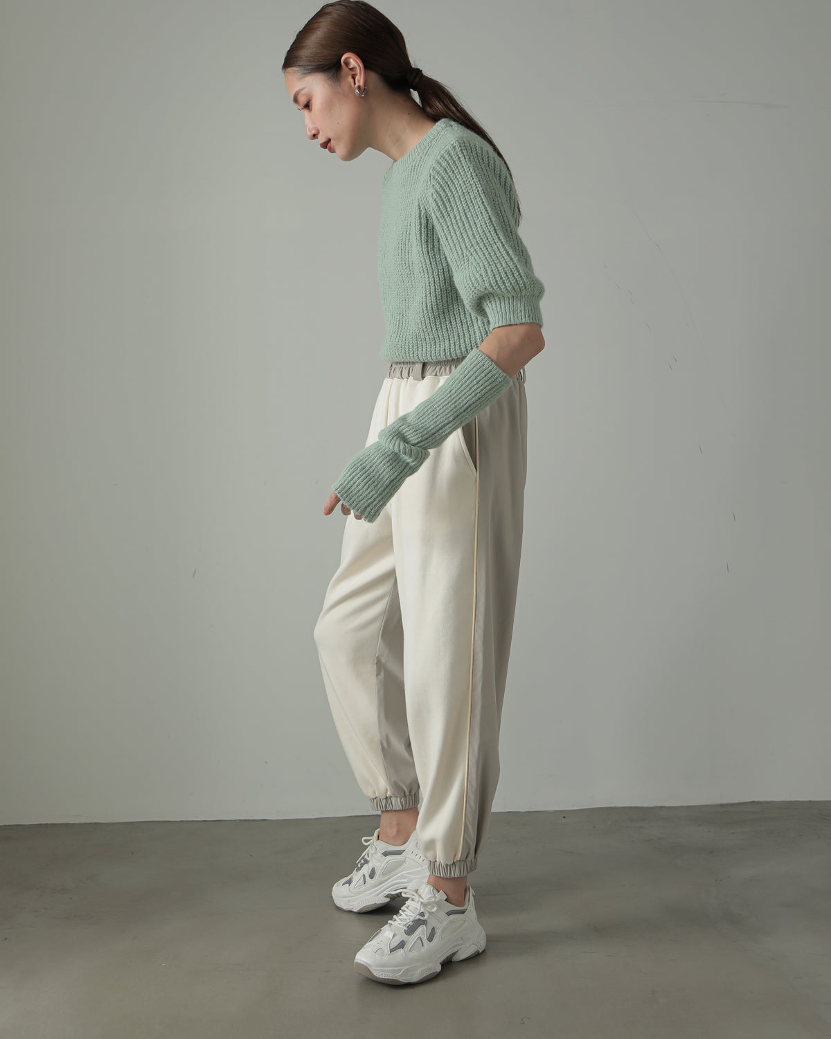 fleece fleece x synthetic leather jogger pants