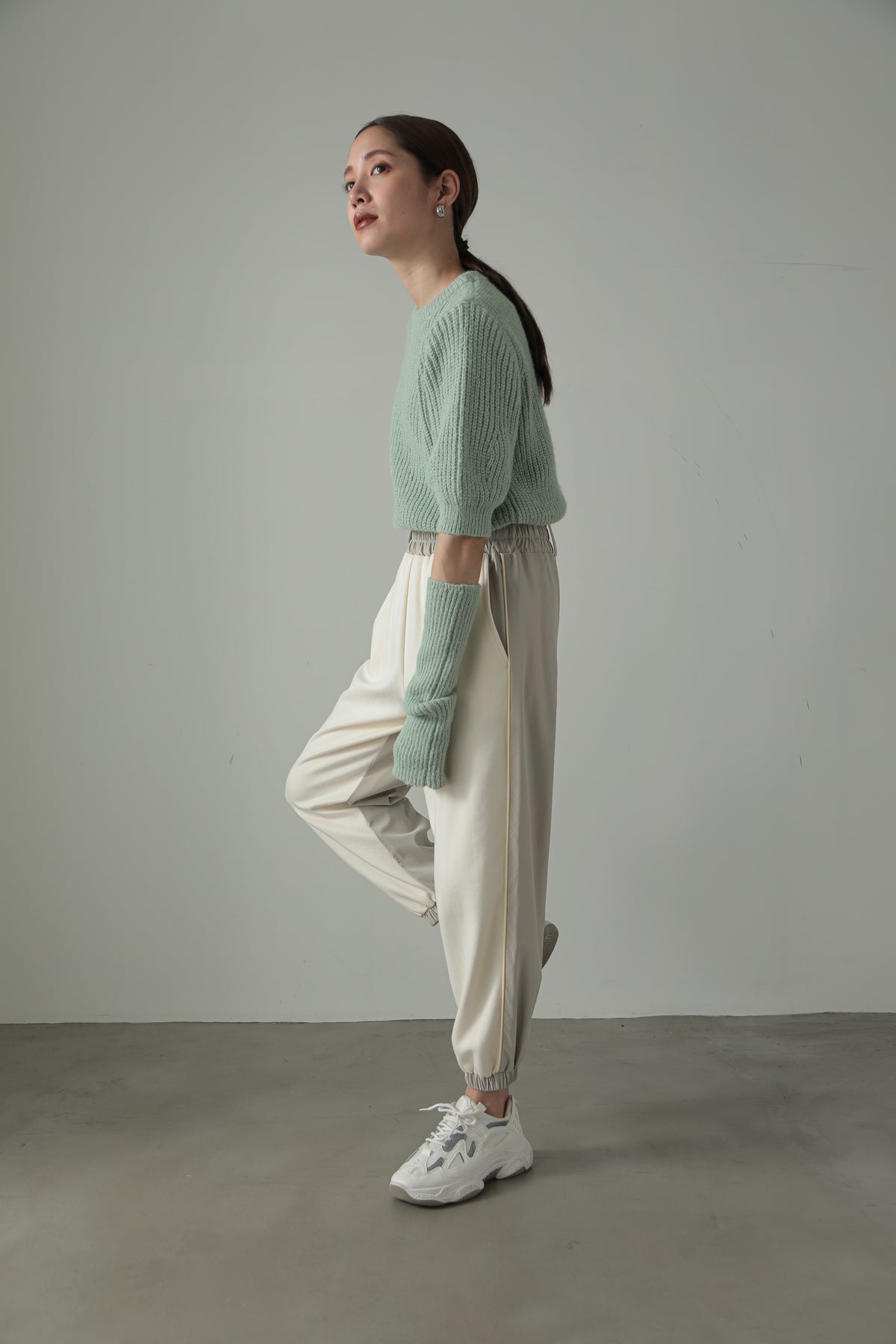 fleece fleece x synthetic leather jogger pants