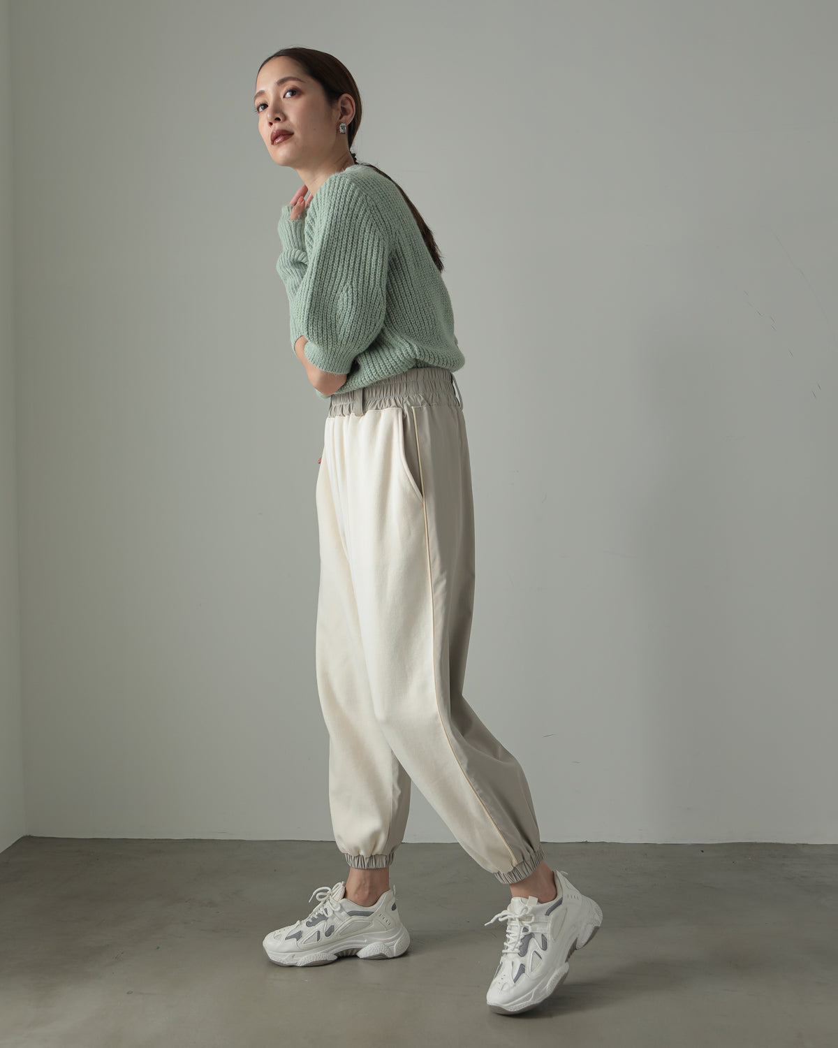 fleece fleece x synthetic leather jogger pants