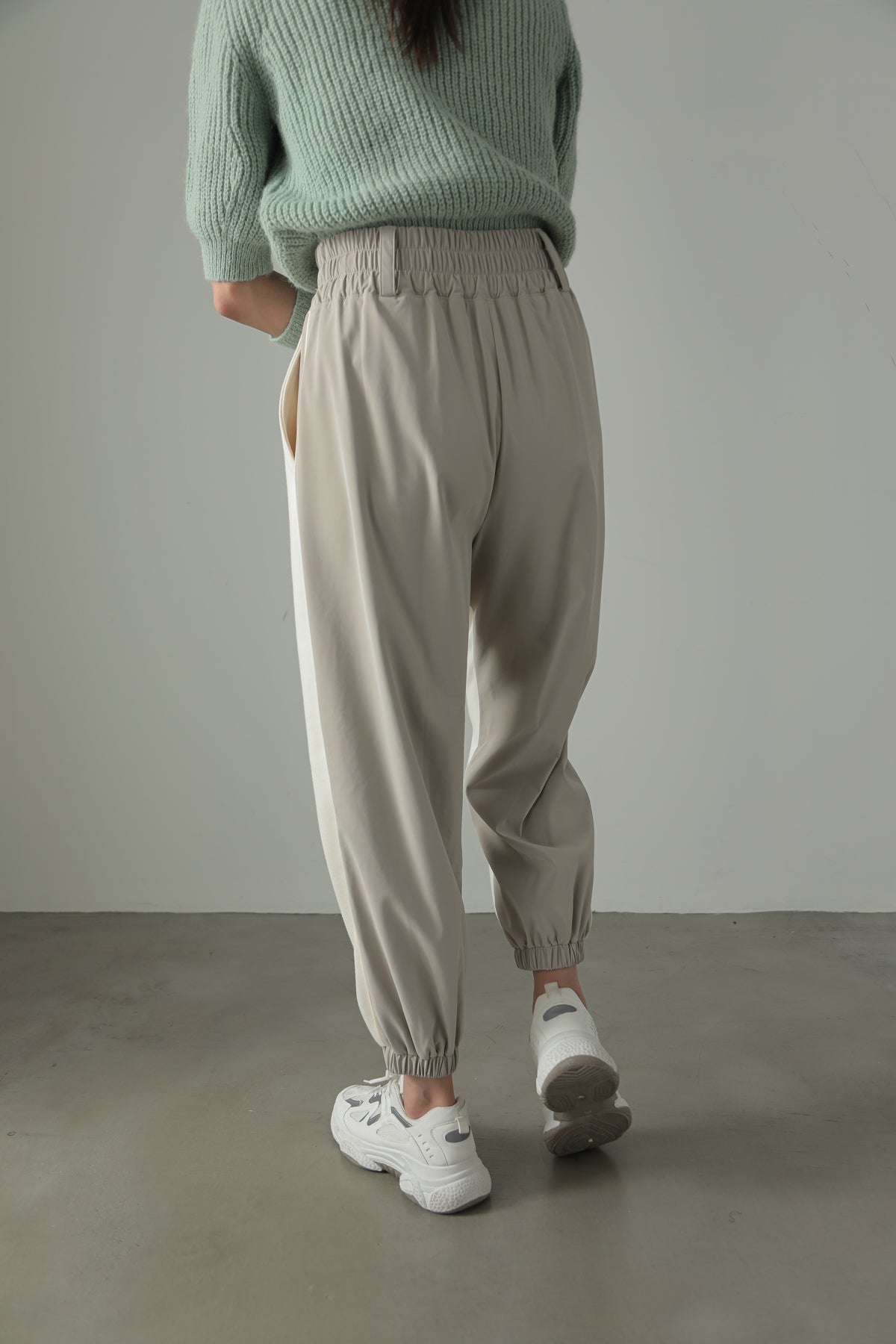 fleece fleece x synthetic leather jogger pants