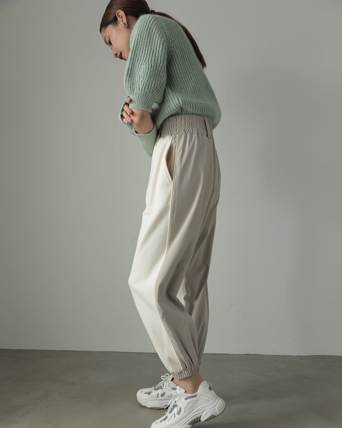 fleece fleece x synthetic leather jogger pants