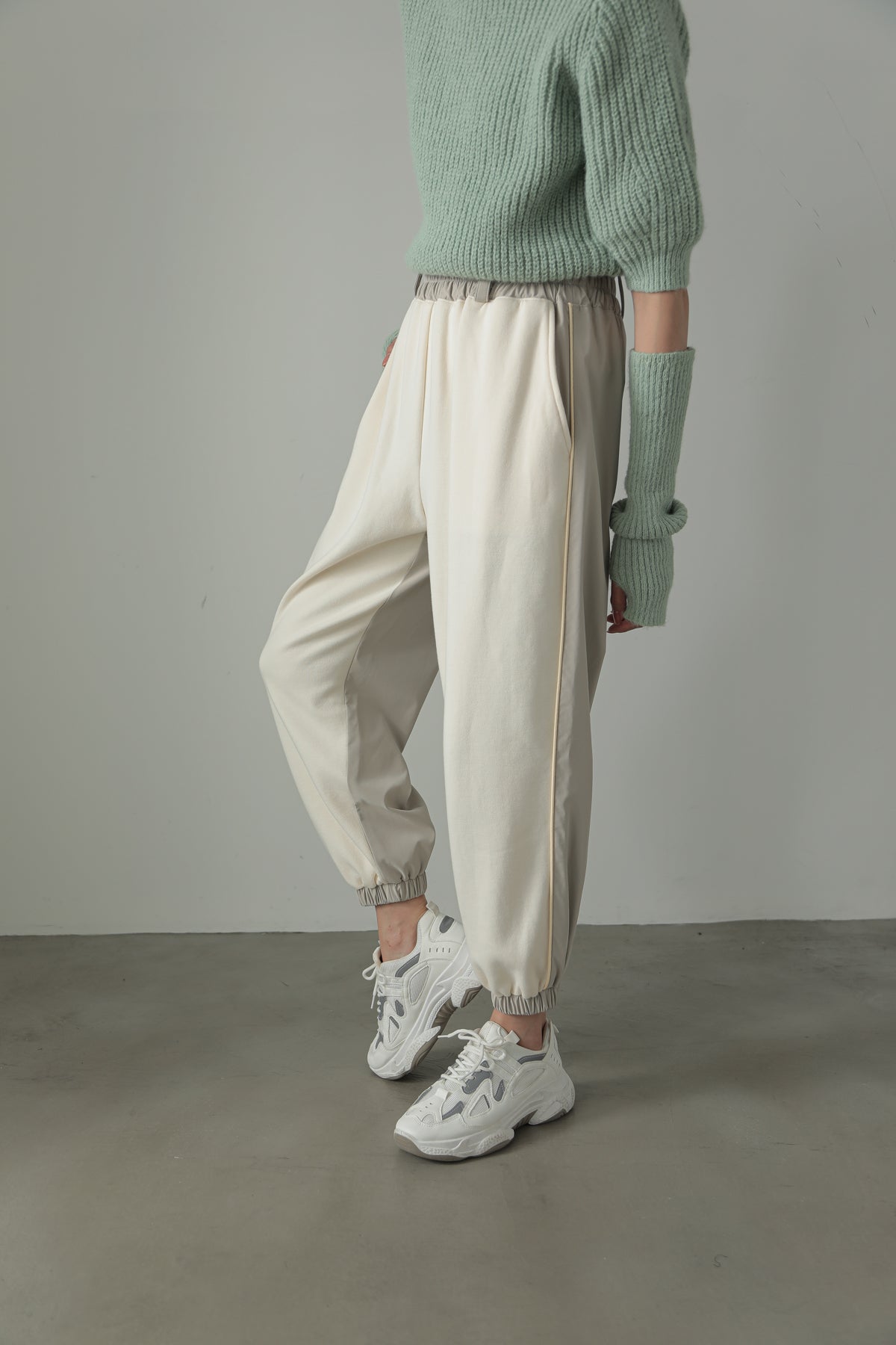 fleece fleece x synthetic leather jogger pants