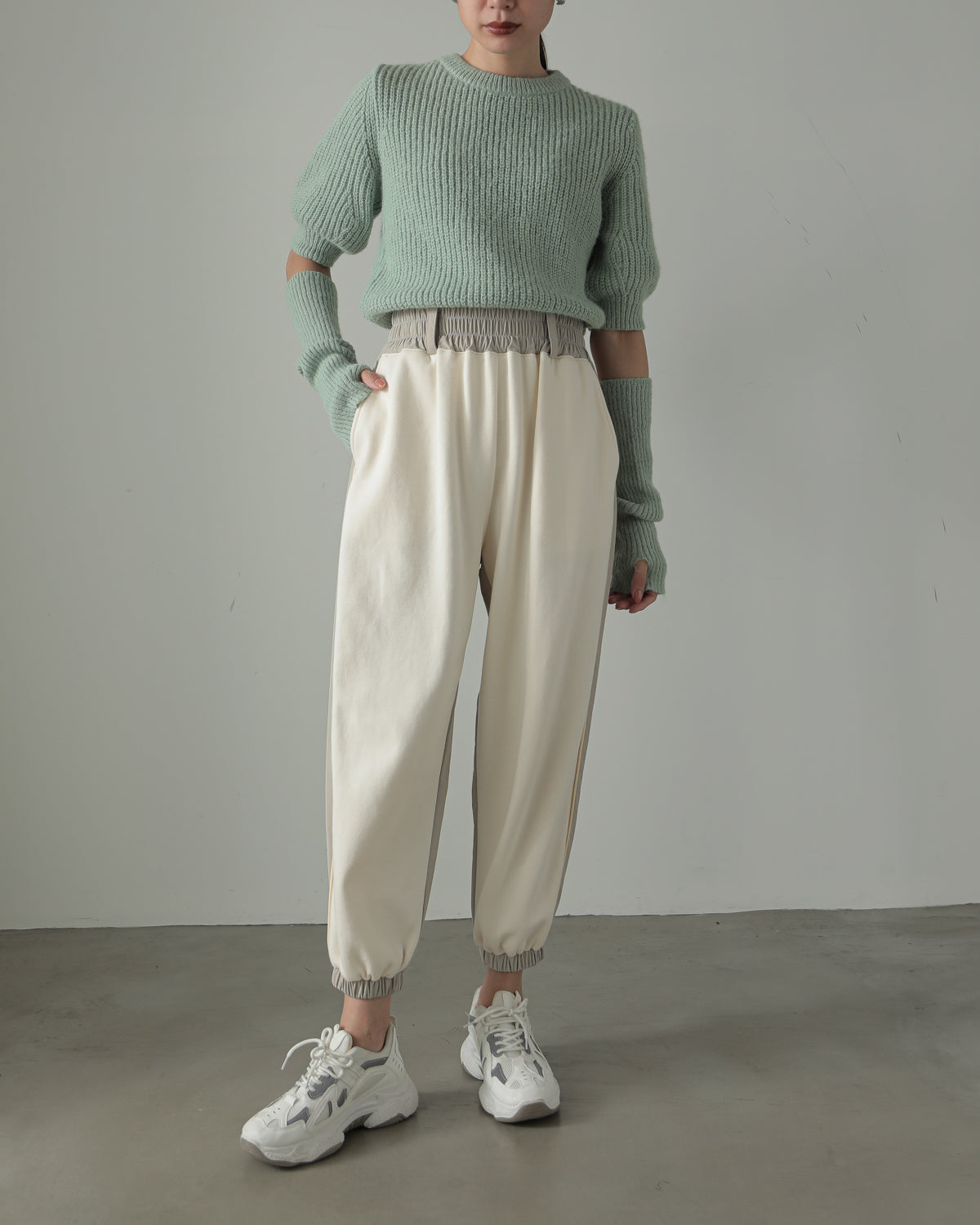 fleece fleece x synthetic leather jogger pants