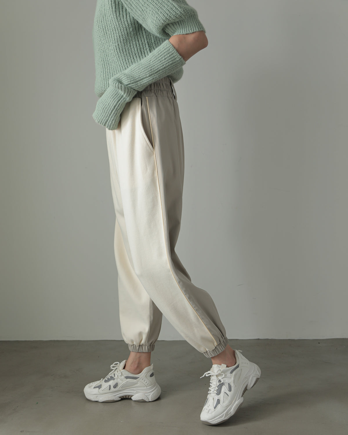 fleece fleece x synthetic leather jogger pants