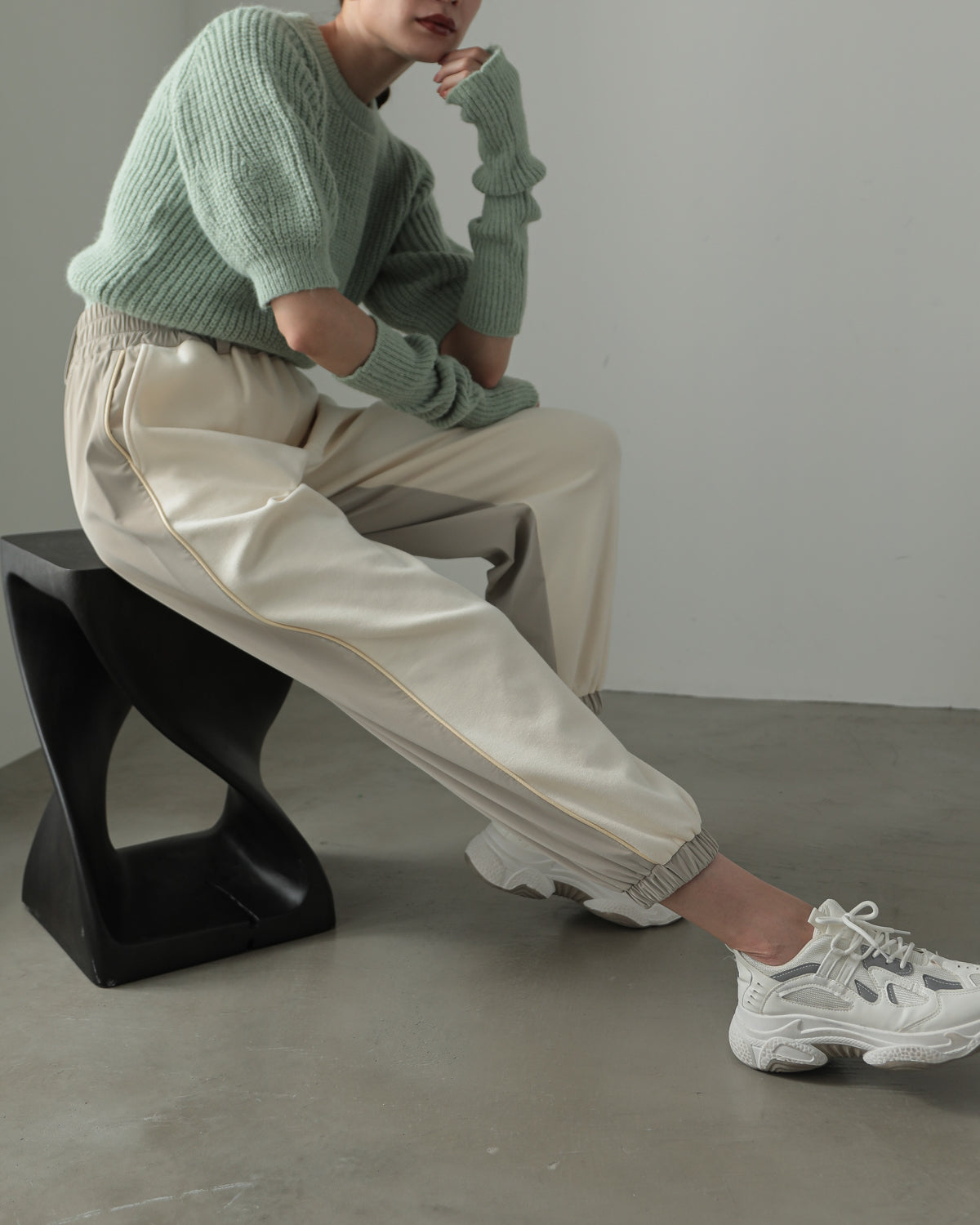 fleece fleece x synthetic leather jogger pants
