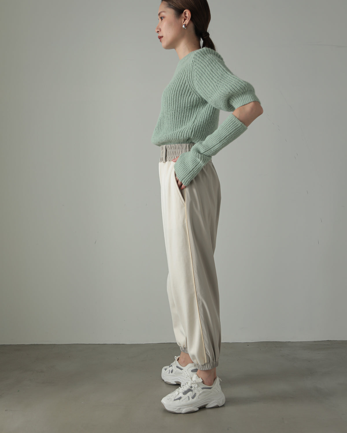 fleece fleece x synthetic leather jogger pants