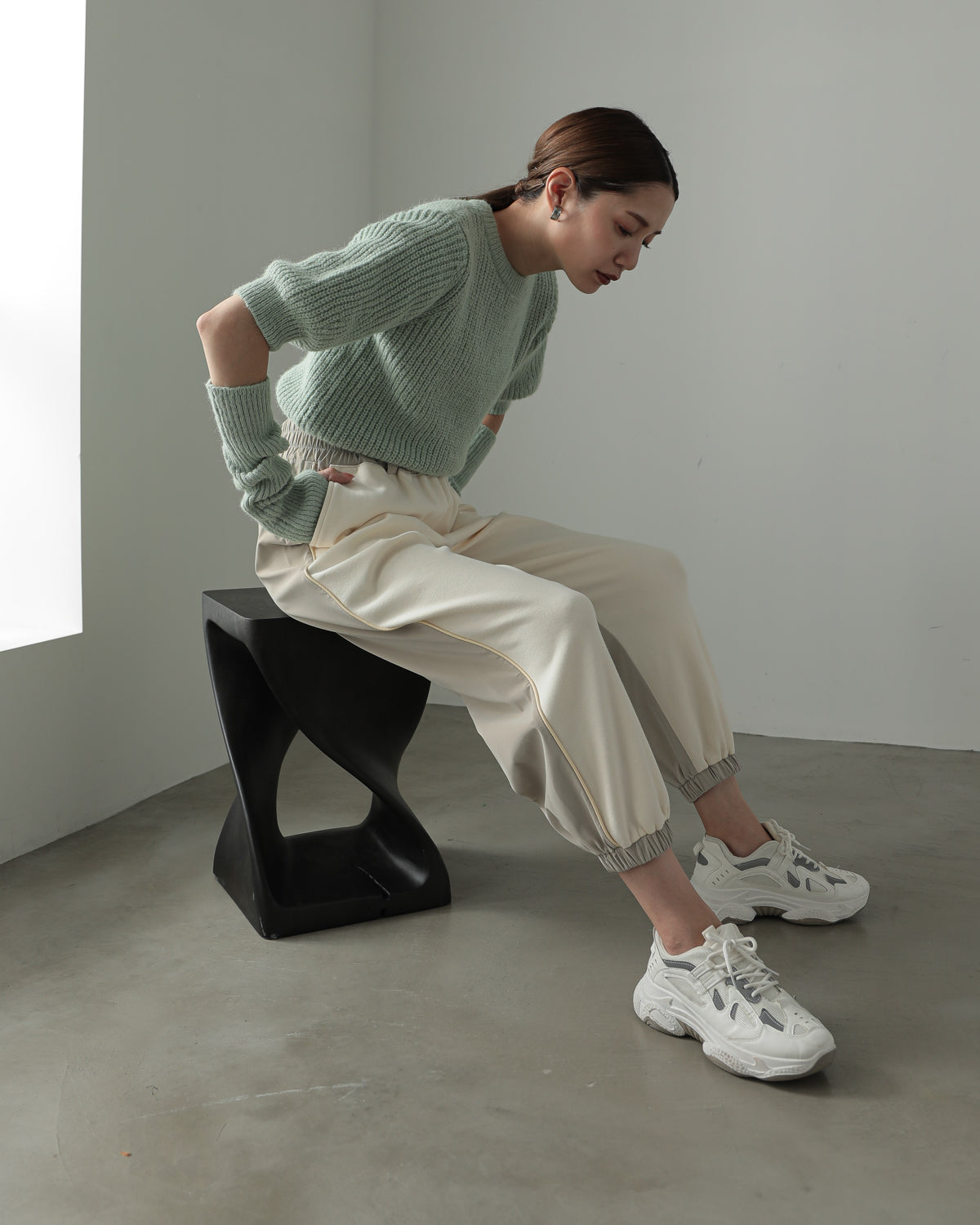 fleece fleece x synthetic leather jogger pants