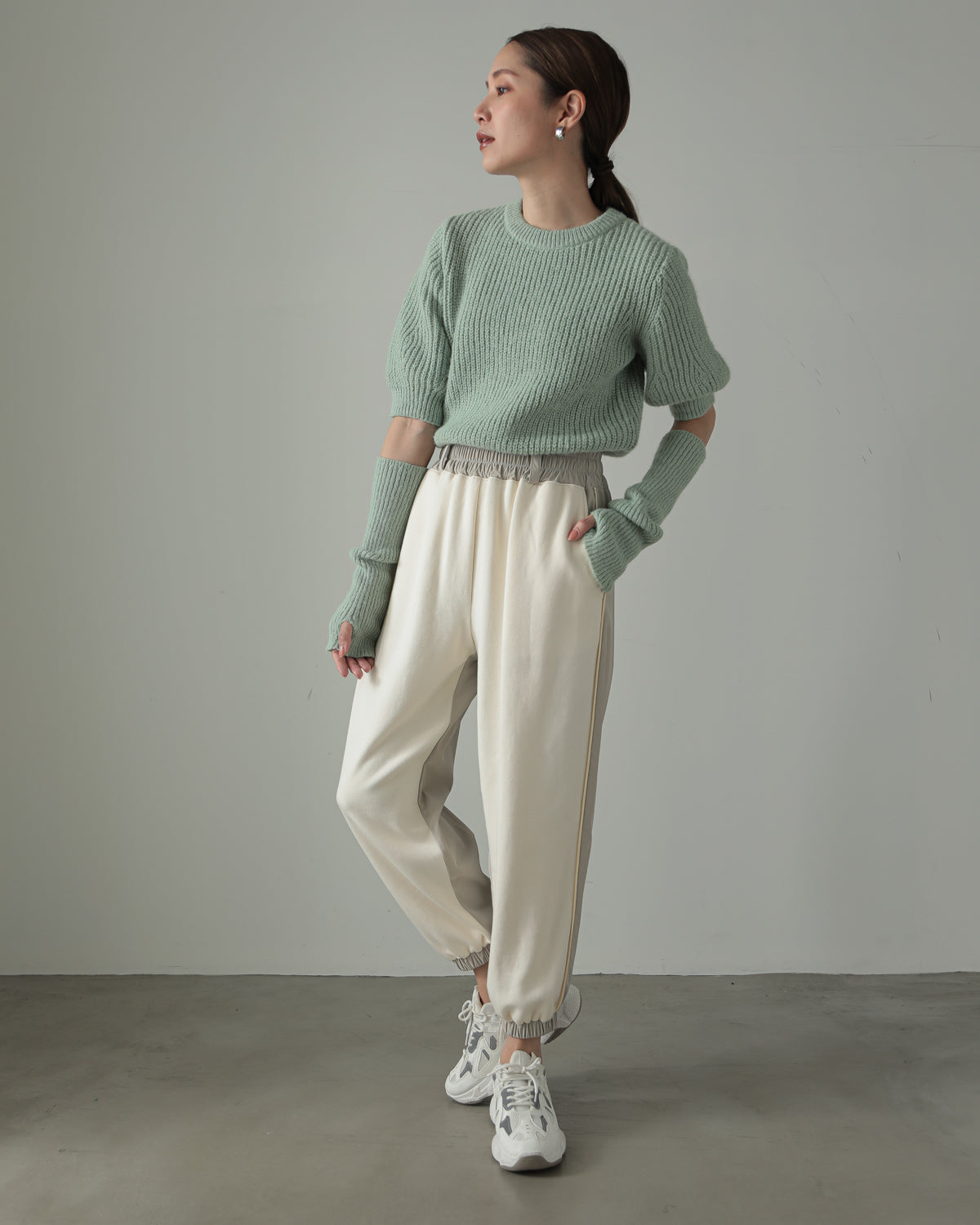 fleece fleece x synthetic leather jogger pants