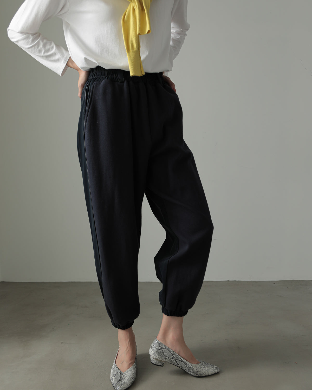 fleece fleece x synthetic leather jogger pants
