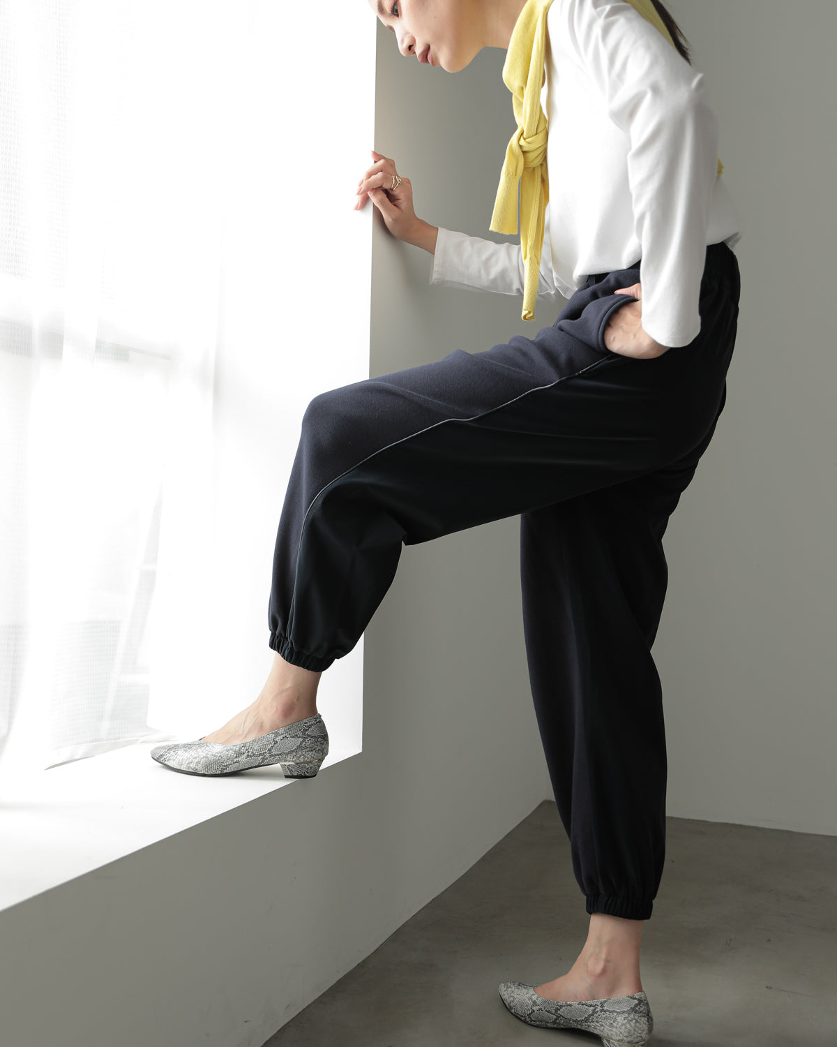 fleece fleece x synthetic leather jogger pants