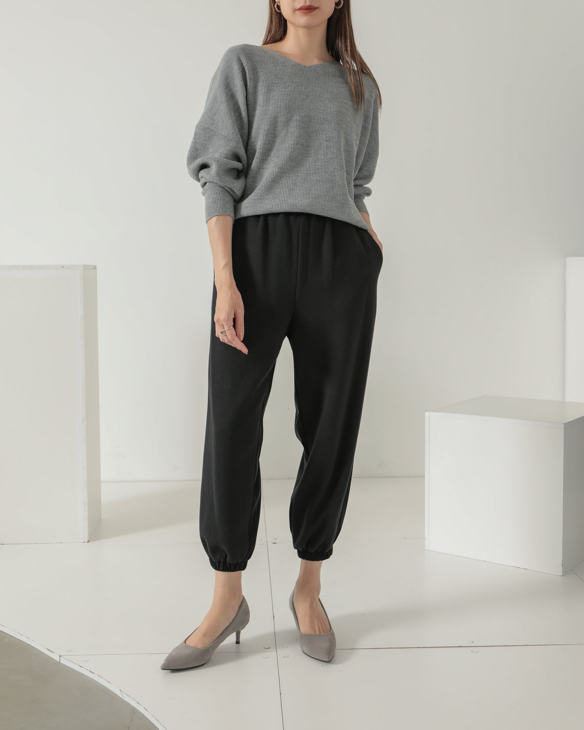 fleece fleece x synthetic leather jogger pants