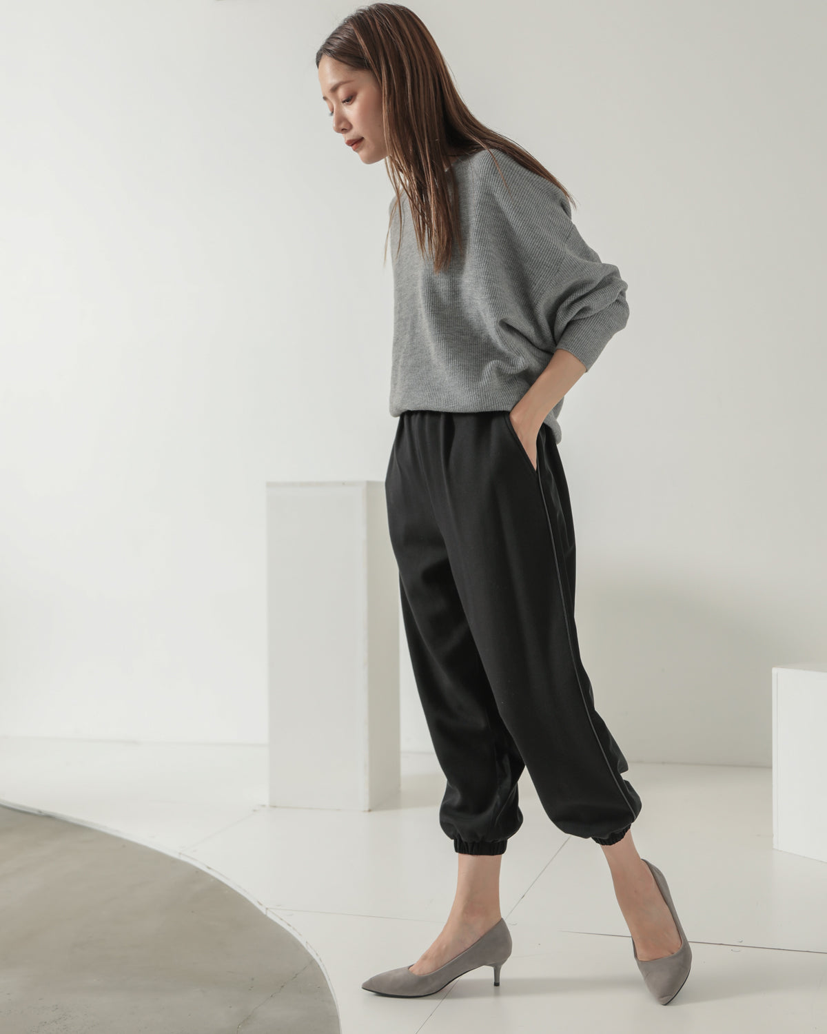 fleece fleece x synthetic leather jogger pants