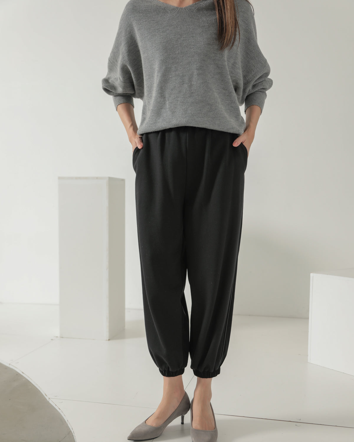 fleece fleece x synthetic leather jogger pants