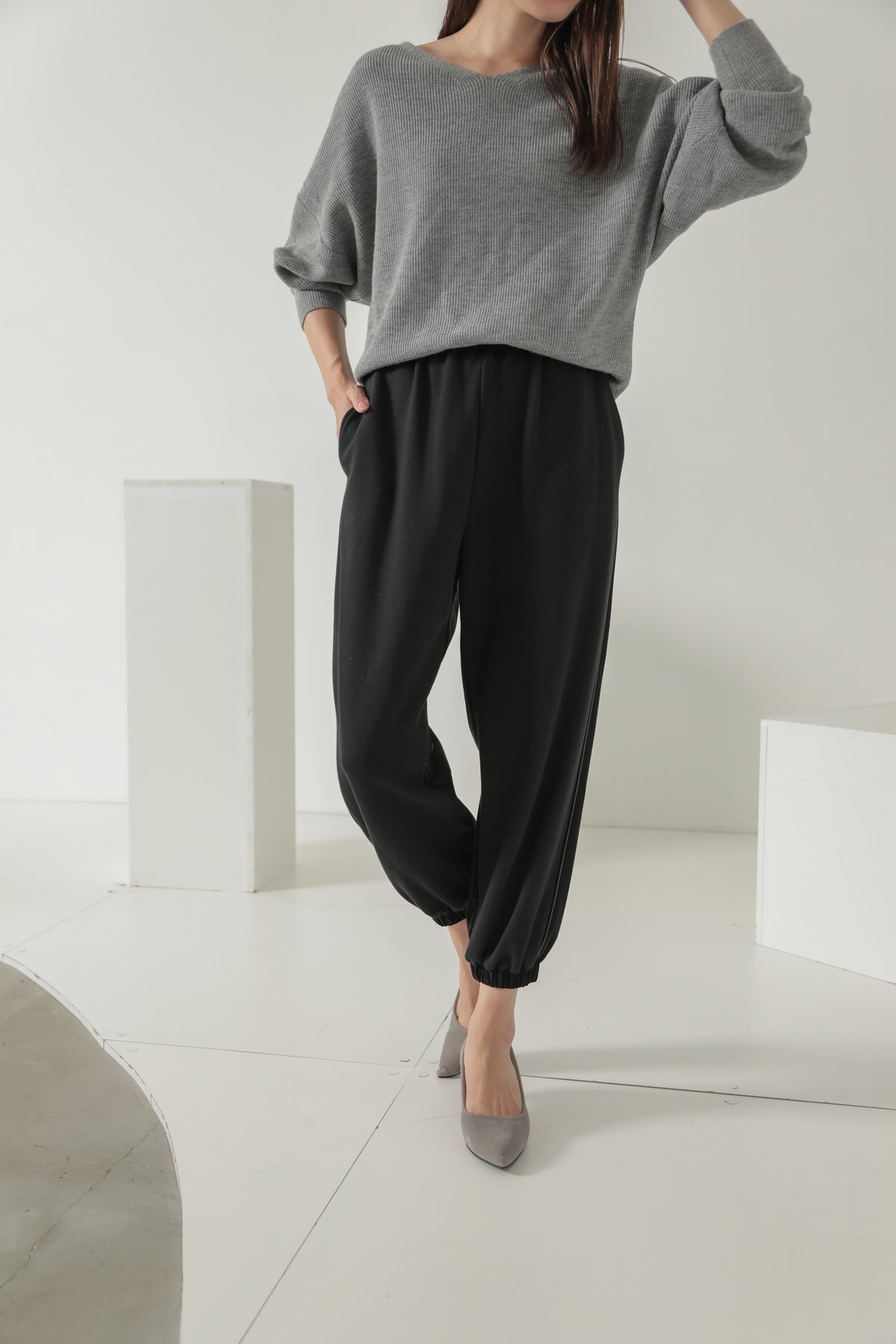 fleece fleece x synthetic leather jogger pants