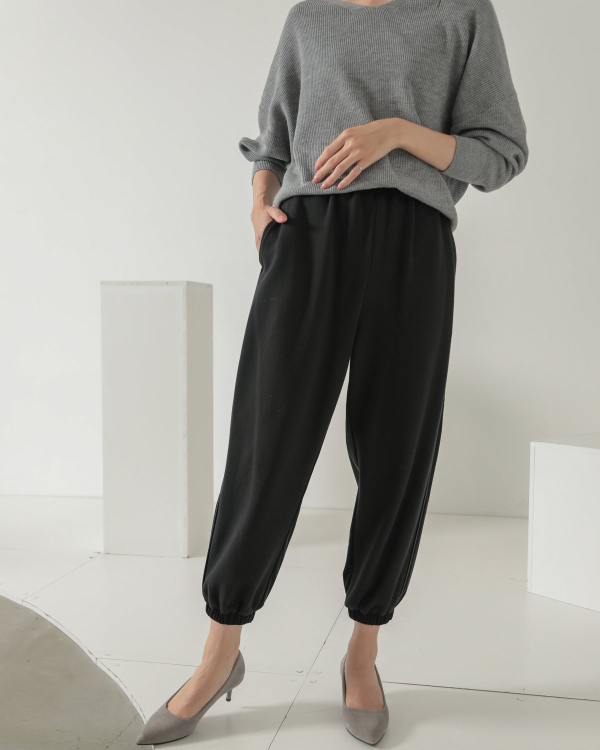 fleece fleece x synthetic leather jogger pants