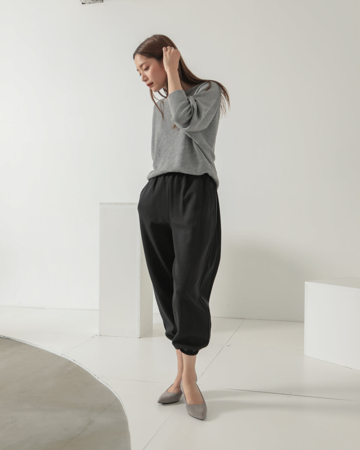 fleece fleece x synthetic leather jogger pants