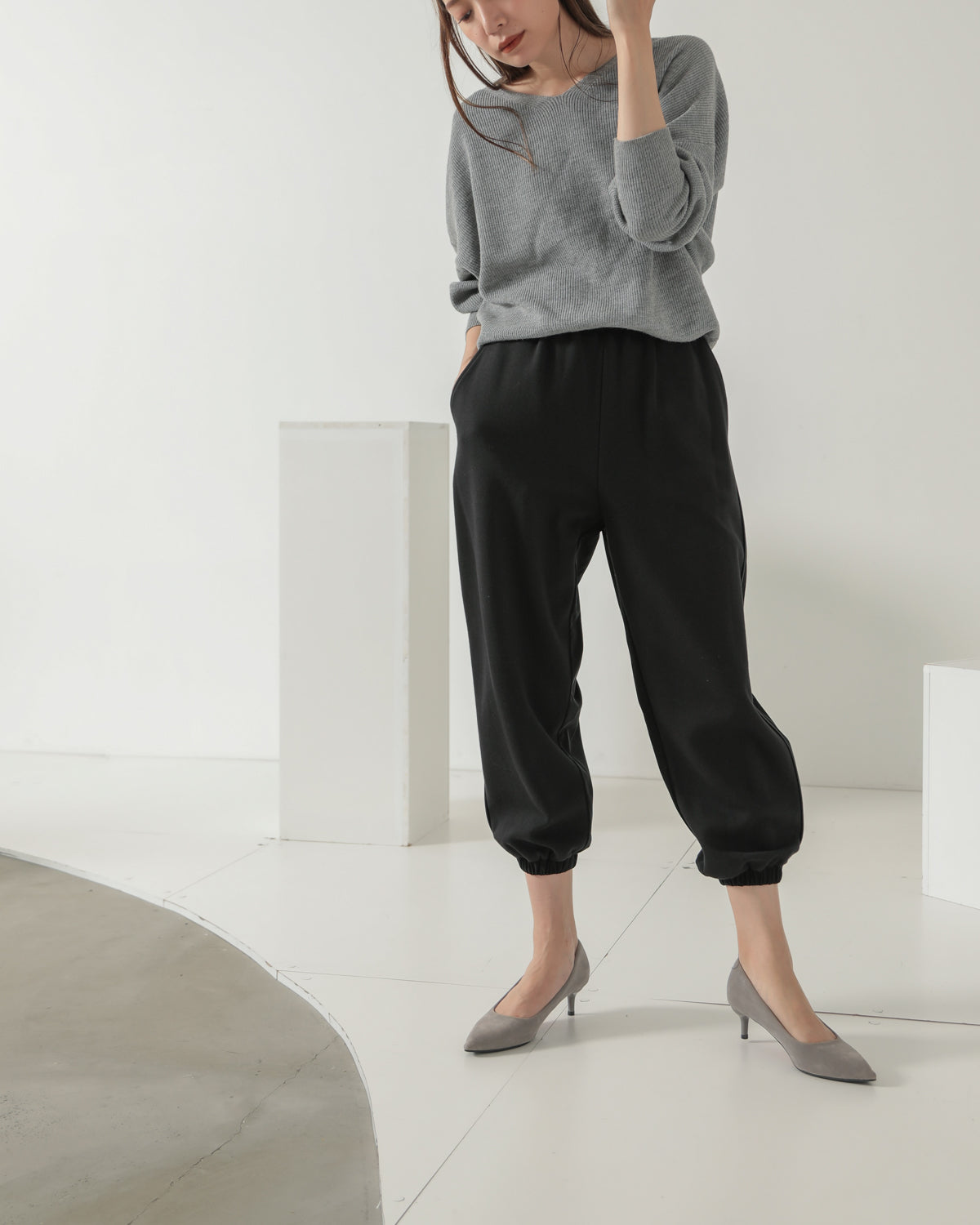fleece fleece x synthetic leather jogger pants