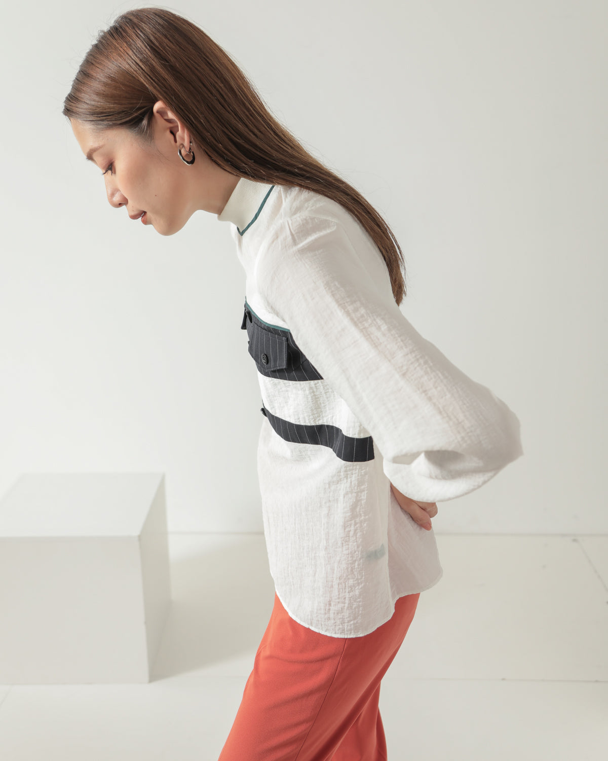 stripe switching high neck