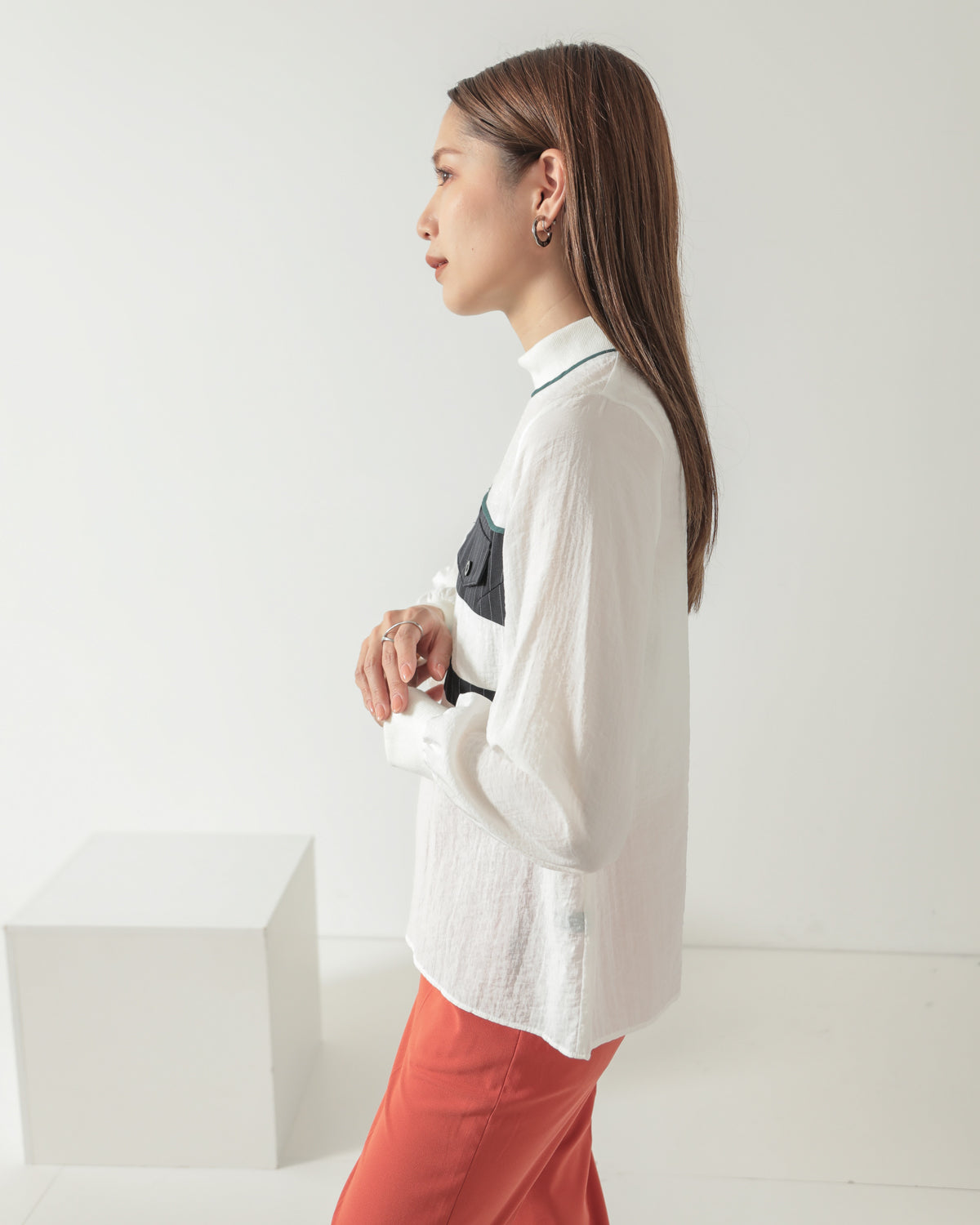 stripe switching high neck