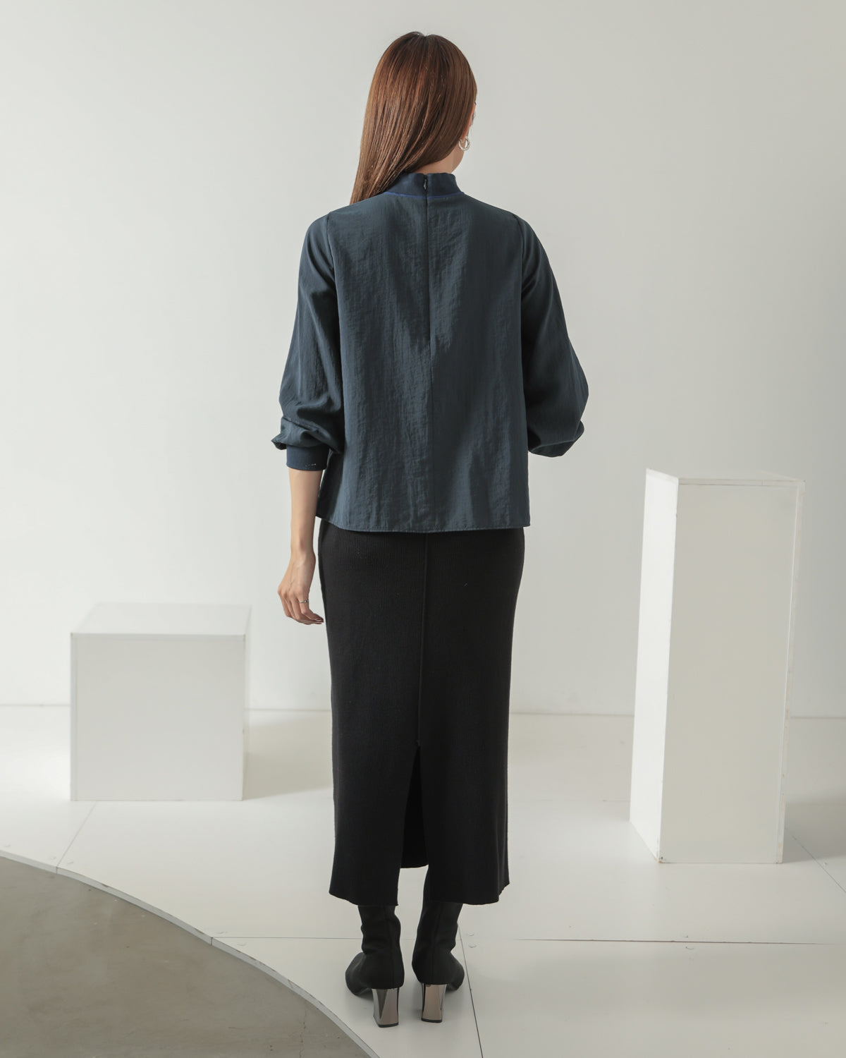 stripe switching high neck