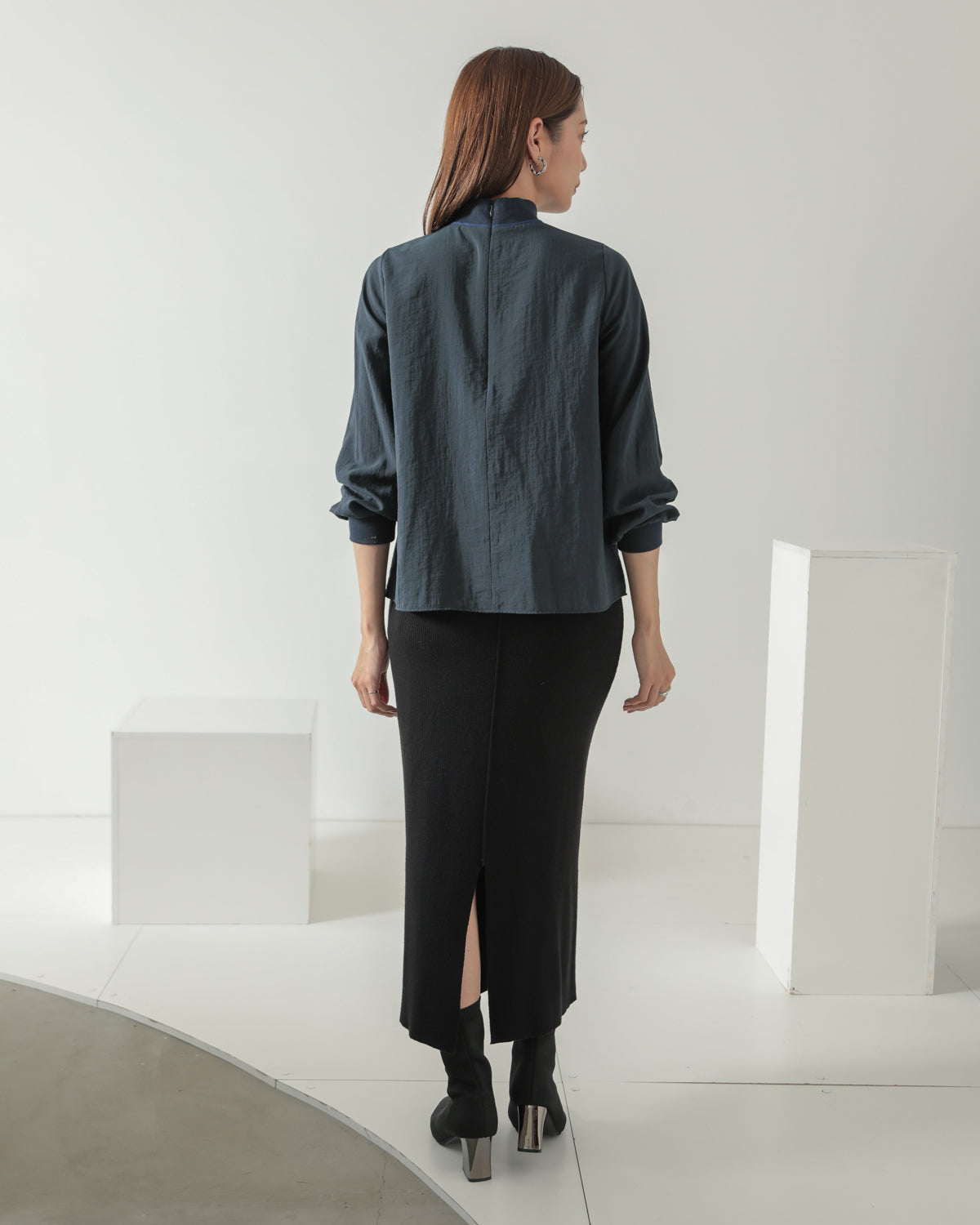 stripe switching high neck