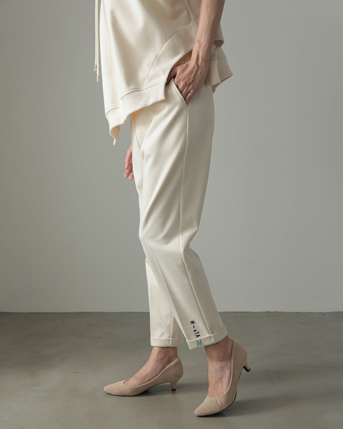 embroidered hem pants