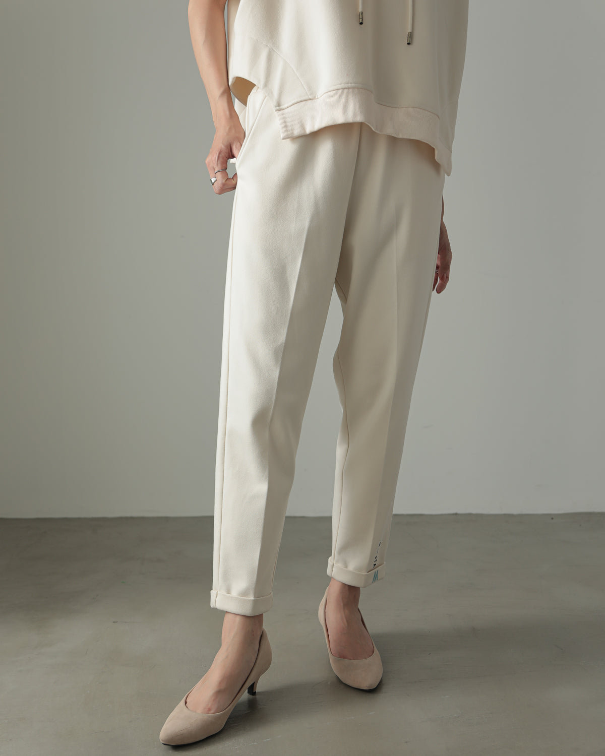 embroidered hem pants