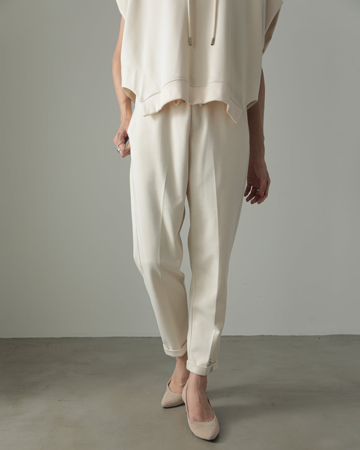 embroidered hem pants