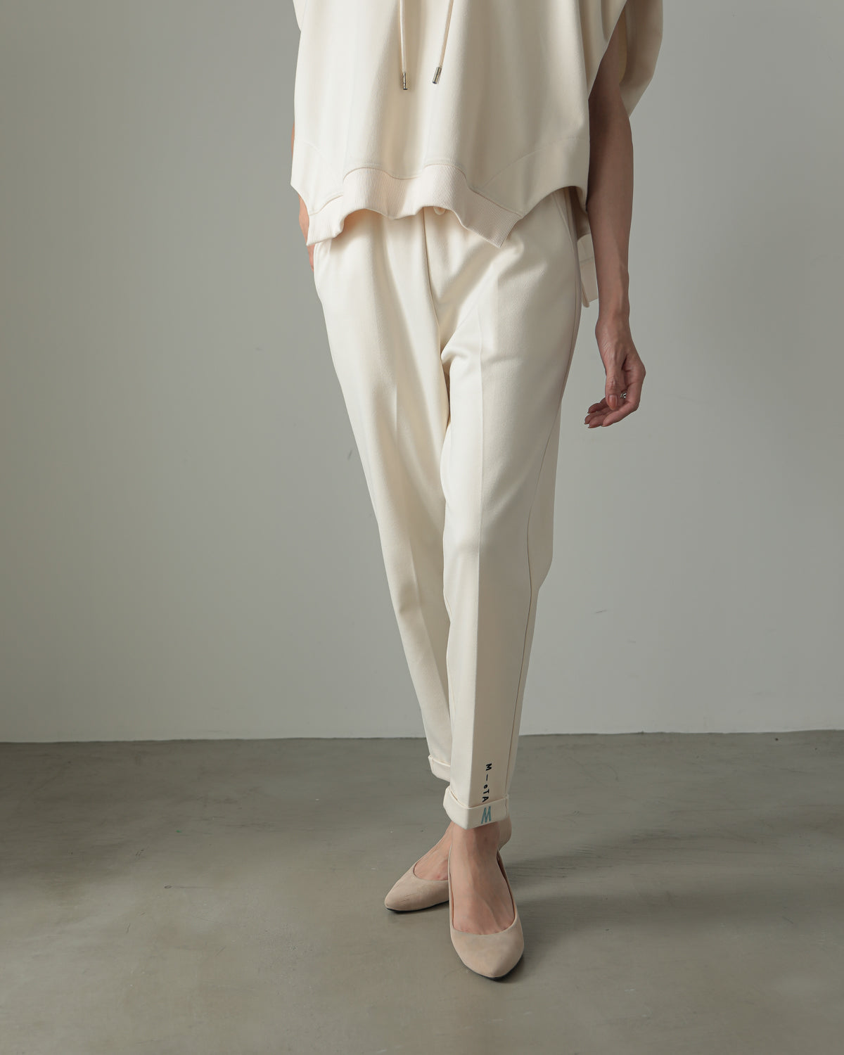 embroidered hem pants