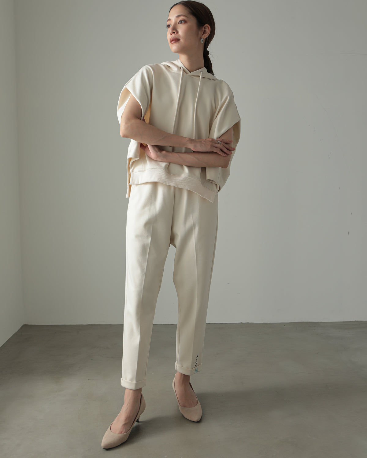 embroidered hem pants