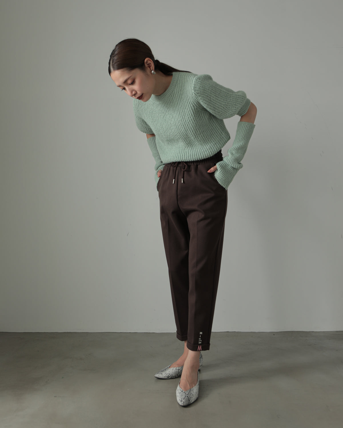 embroidered hem pants