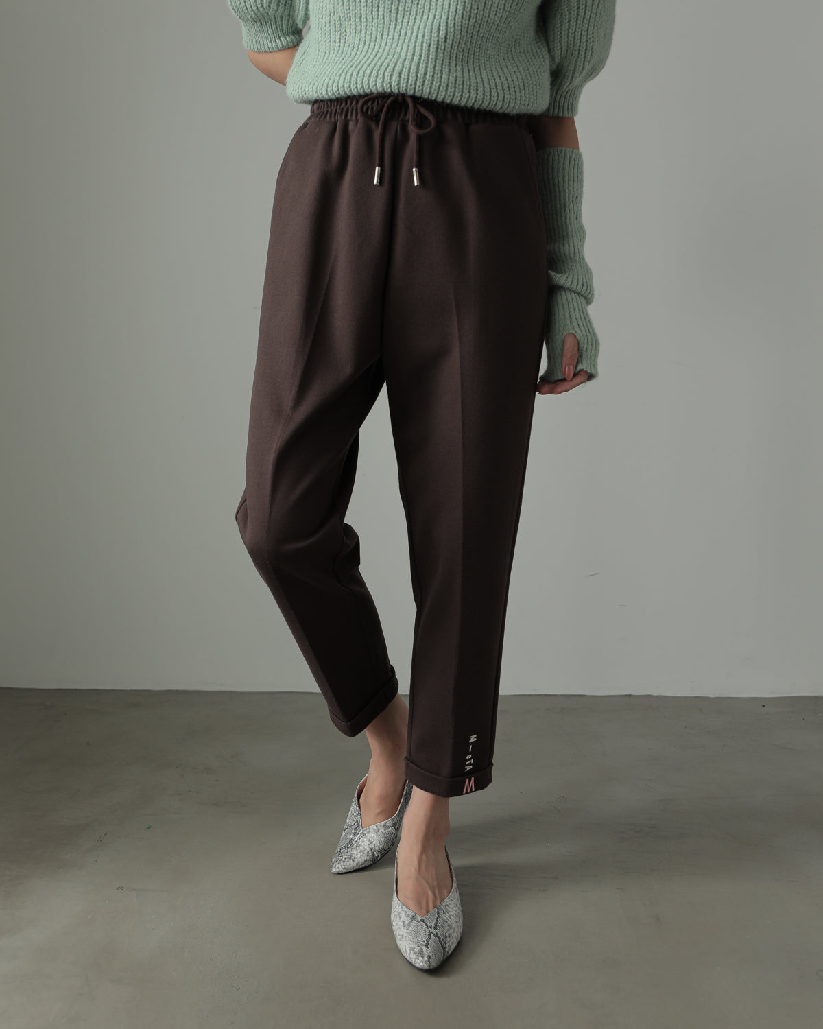 embroidered hem pants