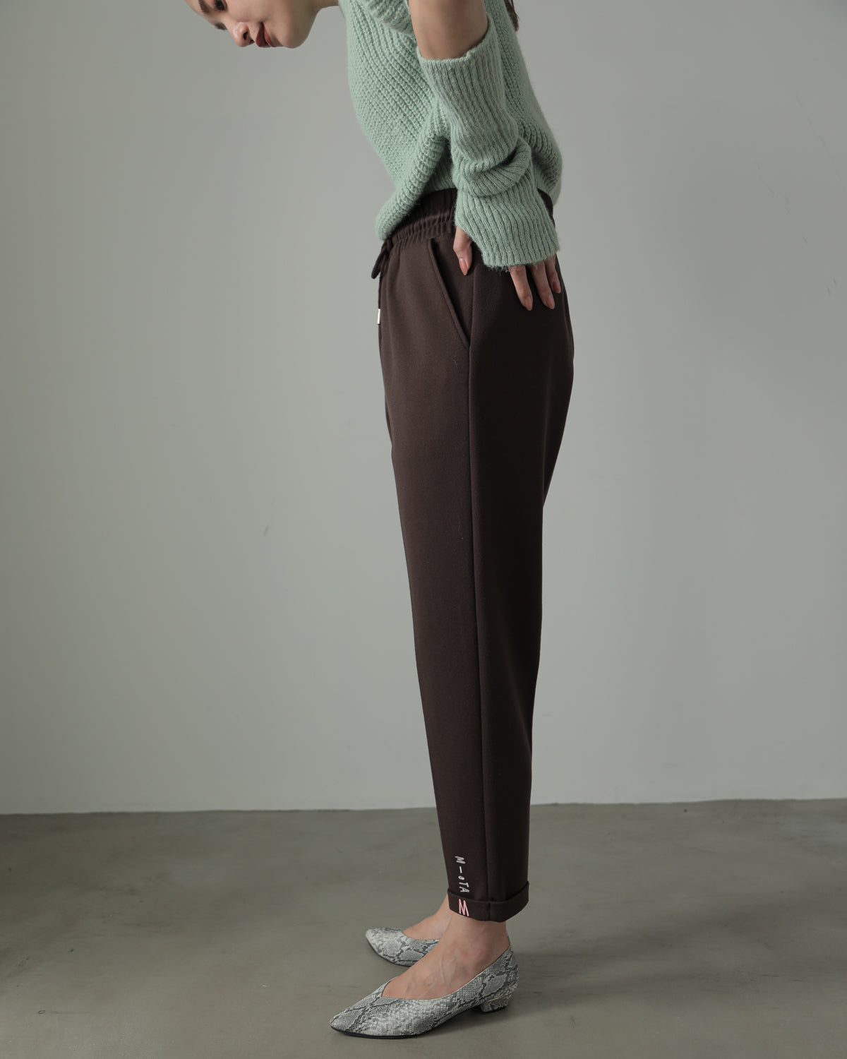embroidered hem pants