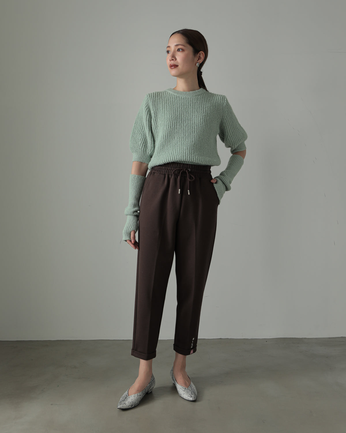 embroidered hem pants