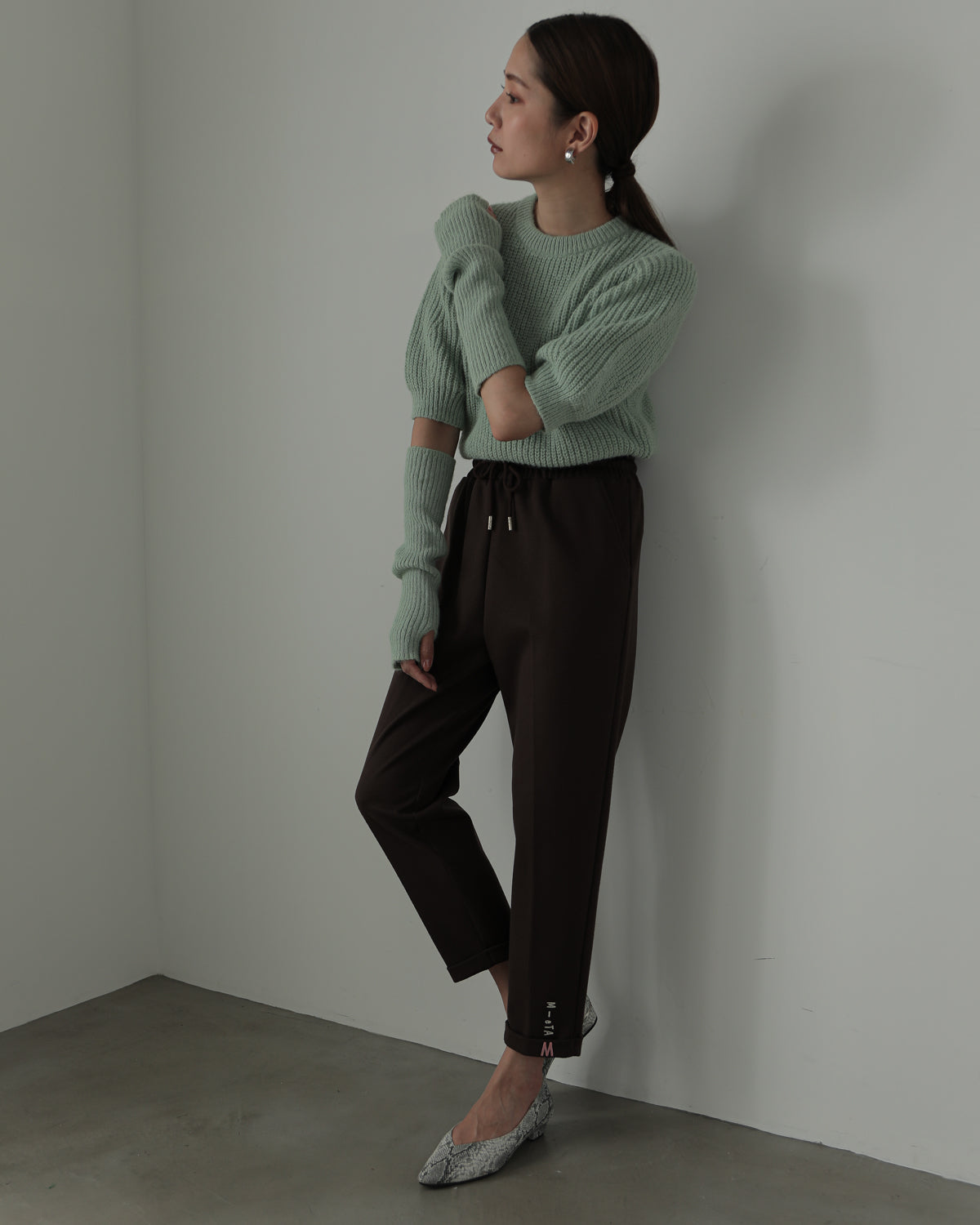 embroidered hem pants